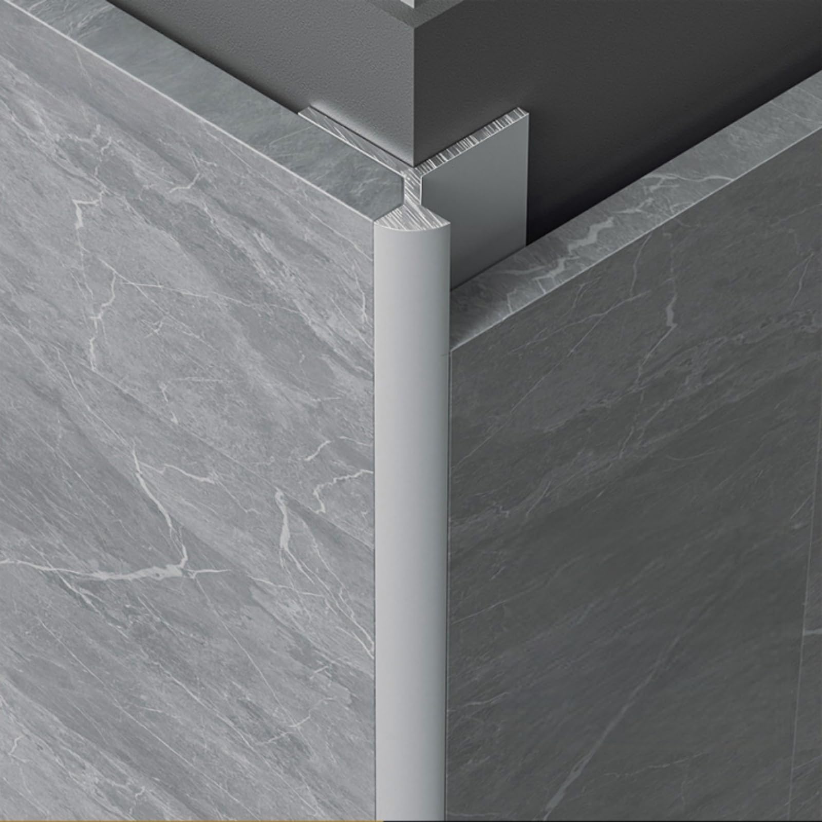 Profilé d'angle carrelage alu arrondi Diamond White 6-8 mm haute finition