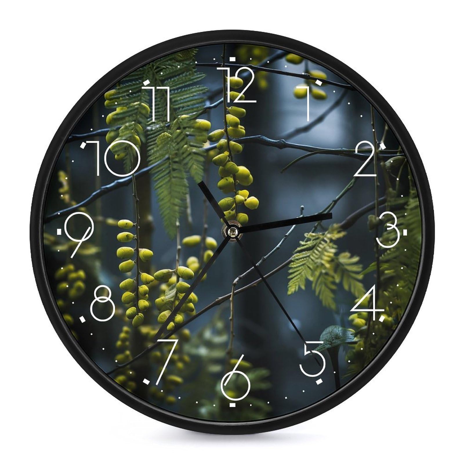 XOPEKVLAWM Wall Clock 10 Inch Non-Ticking Silent Modern Simple Style Round Decor Clocks Seed Bud Clock Decorative Battery Operated Wall Clocks for Home Office Living Room Bedroom Kitchen
