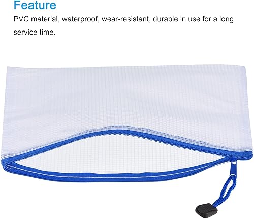 Miniatura 3 de MECCANIXITY Bolsas de malla con cremallera, tamaño A4, bolsillos para documentos, carpetas para suministros de oficina y hogar, color blanco,