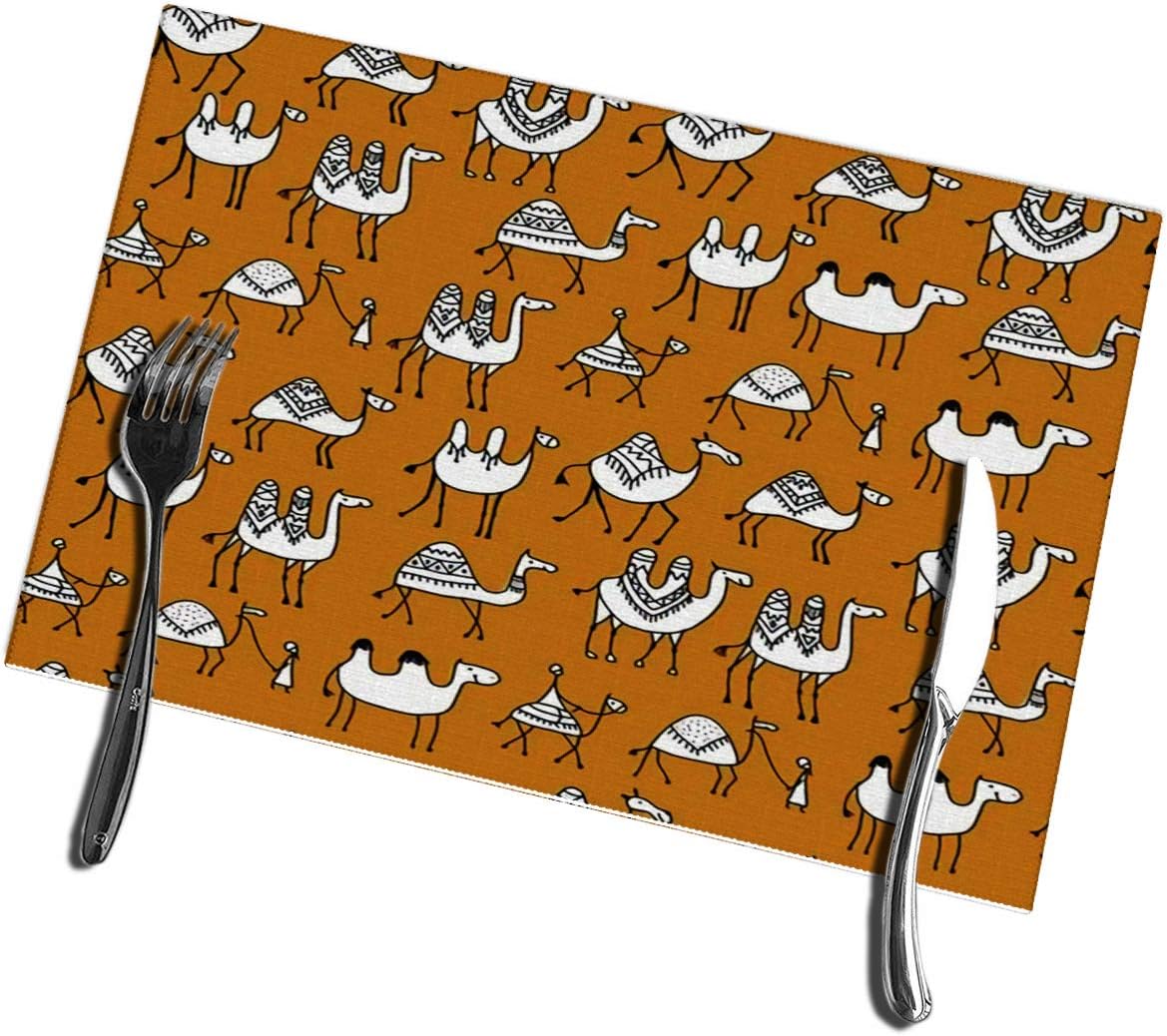bneegxg Kitchen Table Mats Set of 6 Camels Caravan Stain