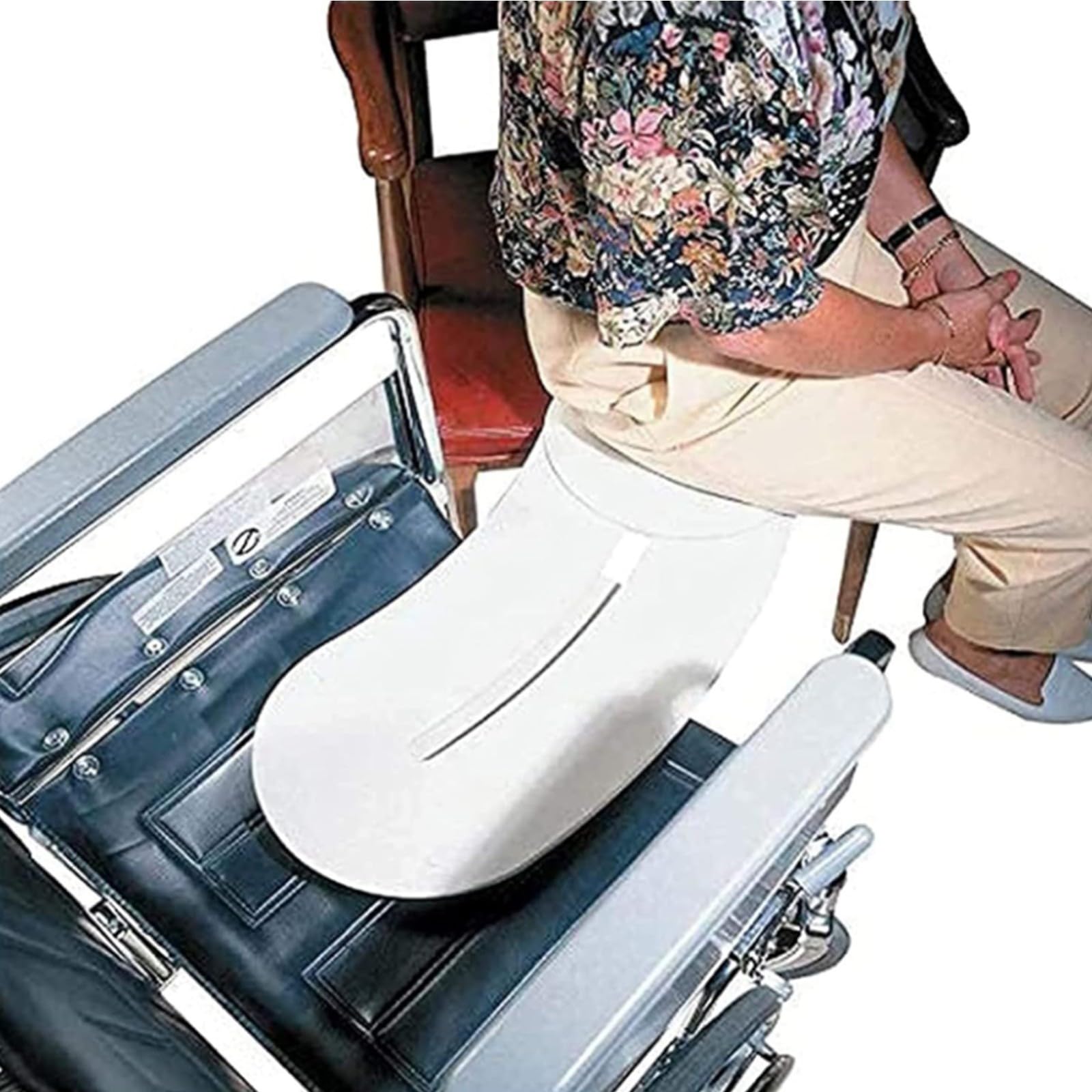Slide Transfer Board, Gekrümmte Schiebetübertragungsbrett Easy Rollstuhl Gleitbrett Mit Drehscheibe, Pflege Rutschbrett, Umsetzhilfe Für Transfers Zwischen Rollstuhl, Bett, Auto, Bis 180 Kg