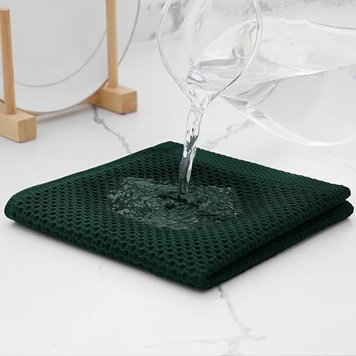 Miniatura 10 de Kitinjoy - Paños de cocina de 100% algodón, tela de tejido gofrado, paño de limpieza ultrasuave, absorbente y de secado rápido.