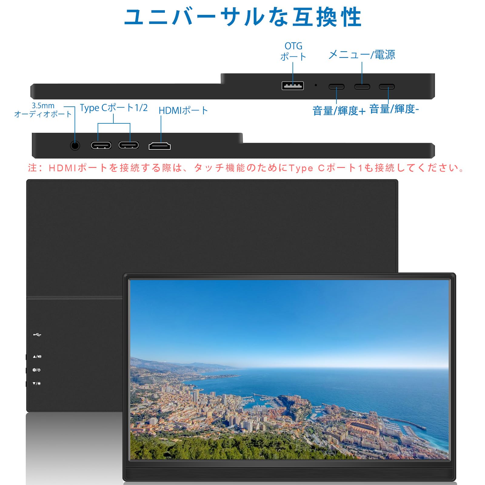 Amazon.co.jp: ZFTVNIE 15.6インチ タッチパネルモニター ポータブル