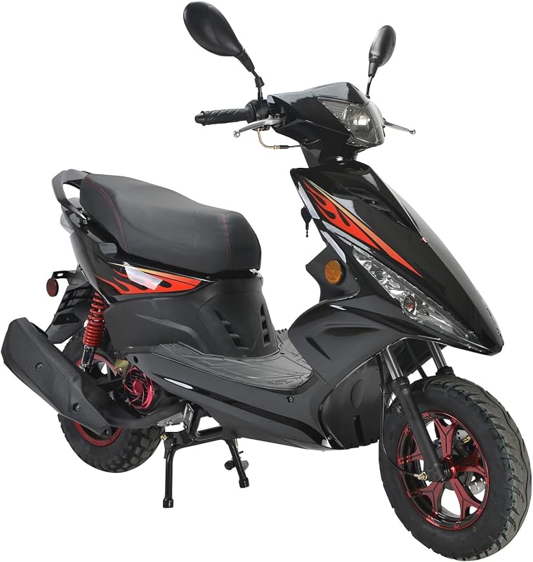 HHH Wave 150cc Scooter Moped Street Gas Moped 150 cc motorcycle Adult Bike with 10 inches Aluminum Wheels (Black Color)