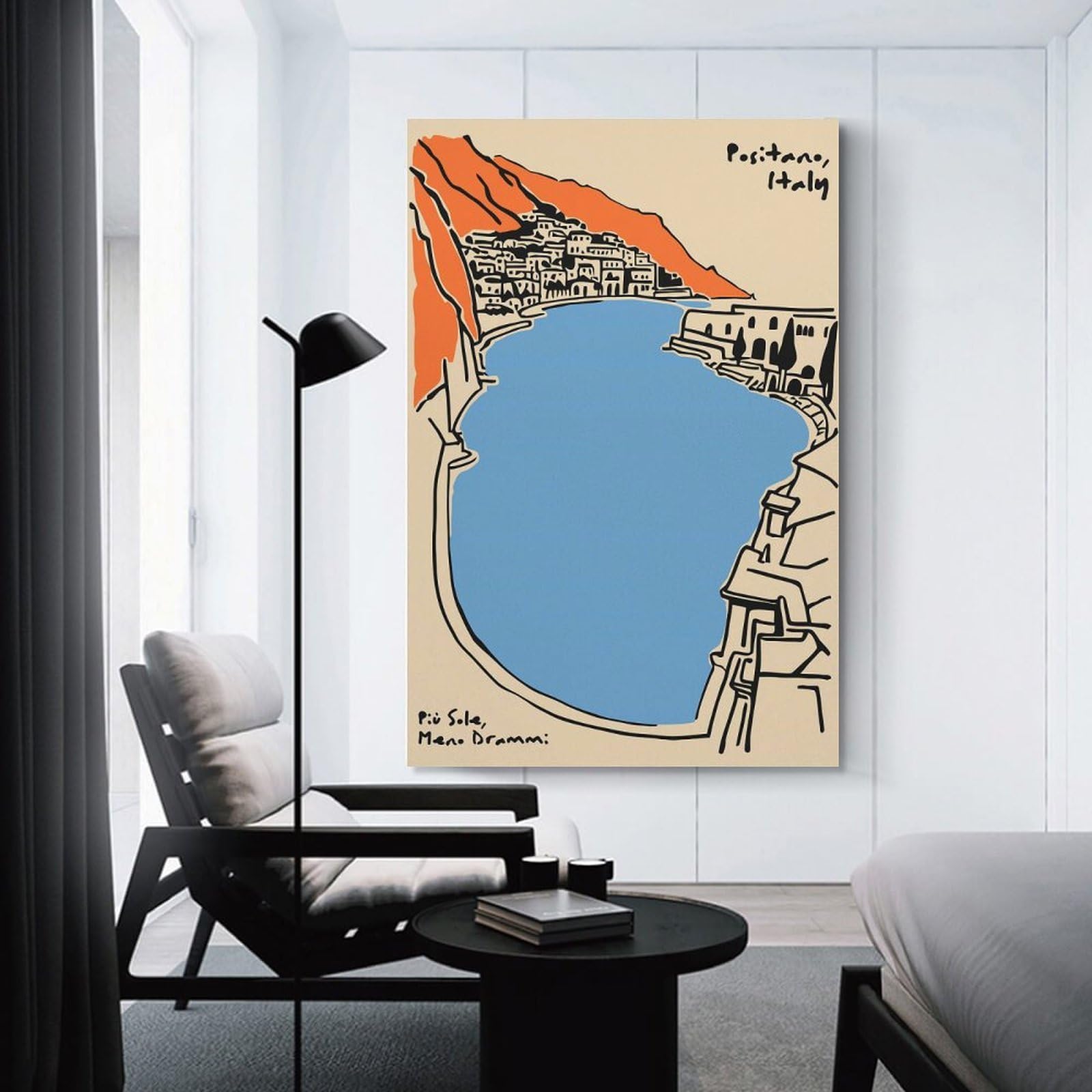 Junmoney Positano, Italy Illustration Canvas Wall Decor, 08x12inch(20x30cm), for Gallery Wall Decor And Room Displays, Wall Decor Suited to Curated Displays