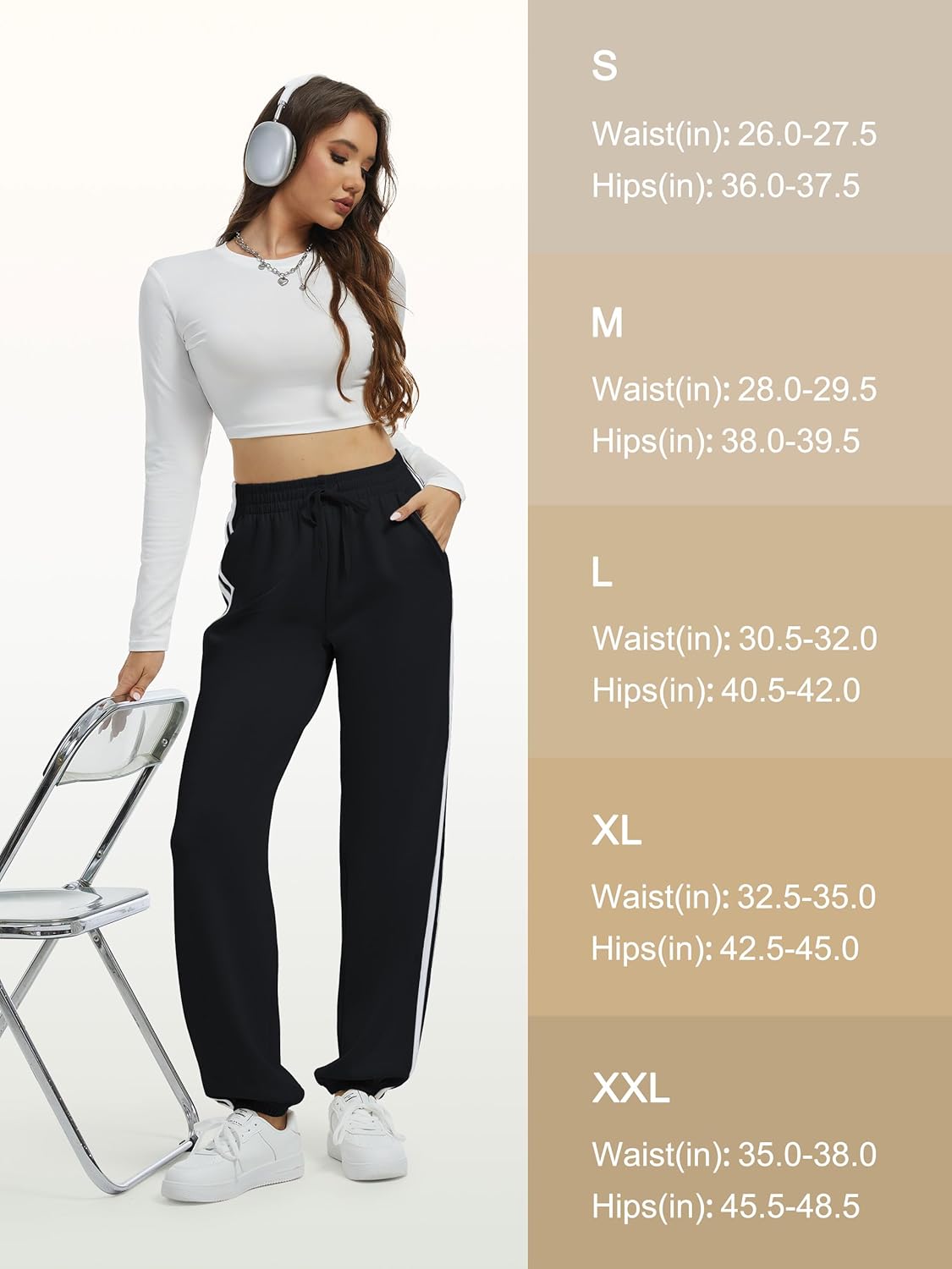 Track Pants Women's Sweatpants Side Stripes High Rise Drawstring Baggy Lounge Cinch Bottoms Active Joggers Fall - Image 5