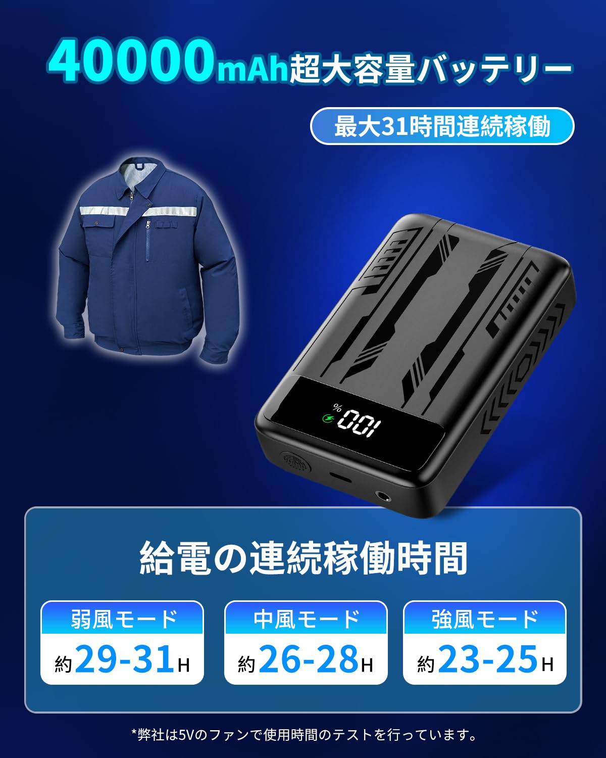【40000mAh大容量バッテリー付属】 空調服 ベスト XL 2024最新 空調ベスト 空調ウェア フルセット 40000mAhモバイル