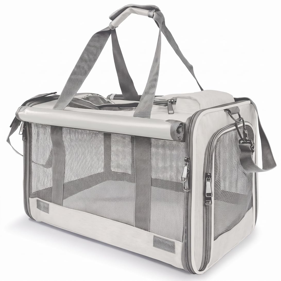 Transportín para Perros pequeños, Bolsa de privacidad, Beige, 20 Libras