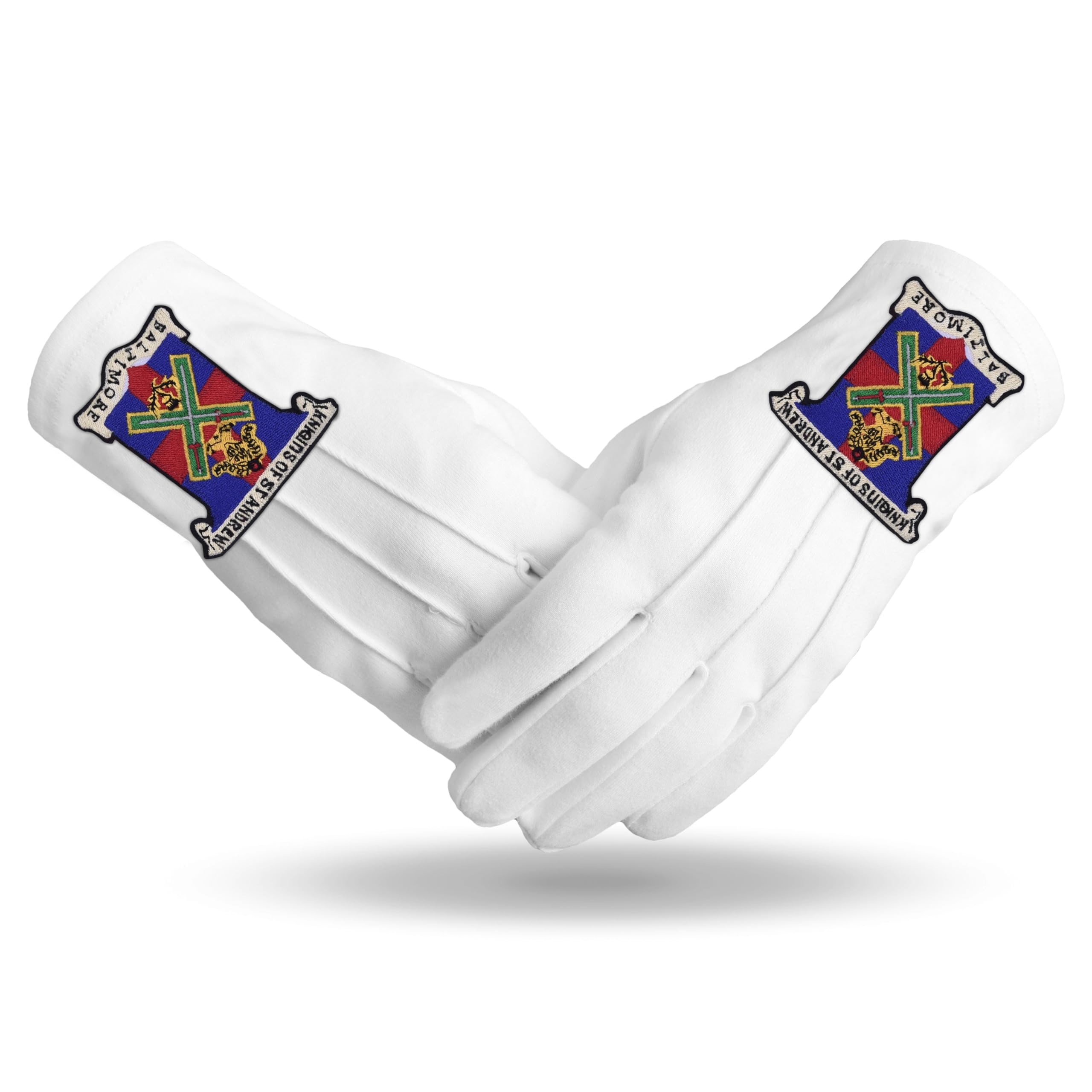 BRICKS MASONS 29th Degree Scottish Rite Gloves - White Cotton Knights of St. Andrew