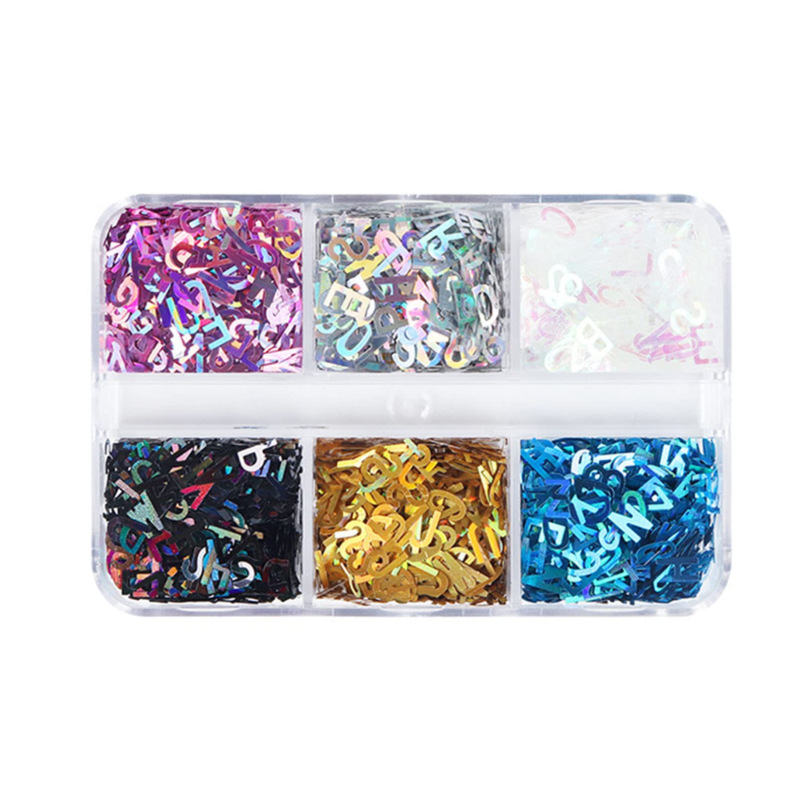 NGCG Letter Sequins Nail Glitter Eo-Friendly PET Sequins Nail Art Manicure Supplies 26 Letters Letter Nail Sequins