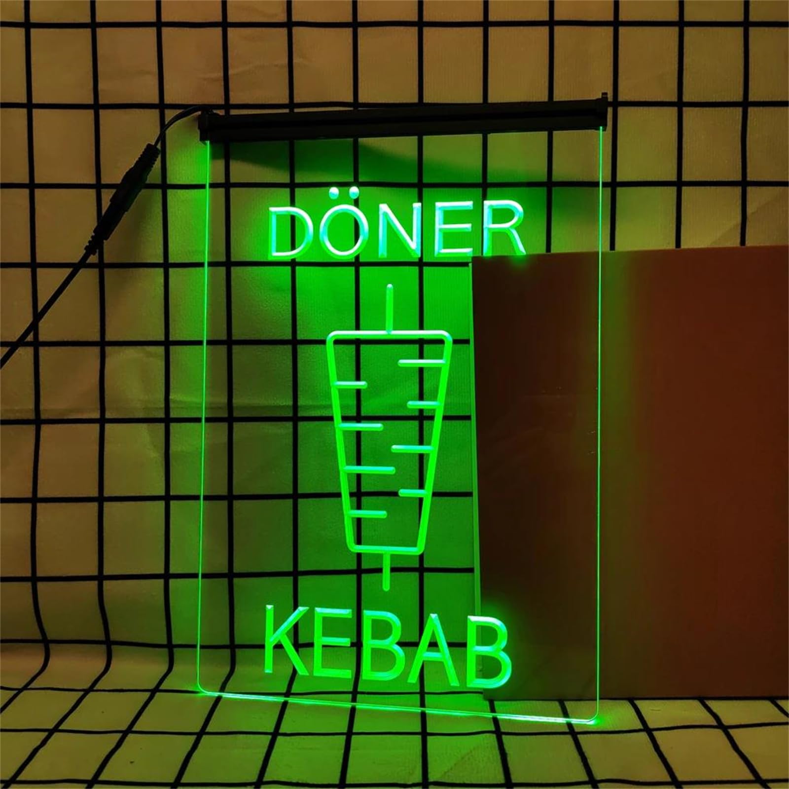 Enseigne au néon de Restaurant pour décoration Murale, lumières au néon LED à intensité Variable RGB avec télécommande pour café, Restauration Rapide, Snack,Kebab,30x20cm