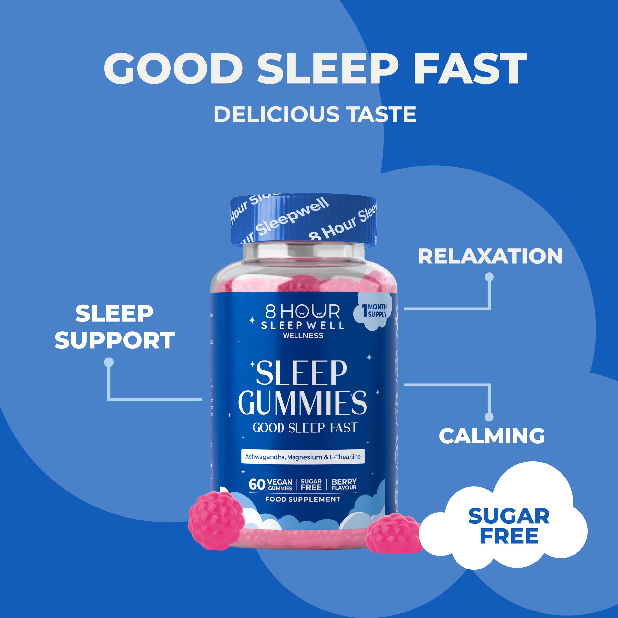 8 Hour Sleepwell - 60 Sugar-Free Sleep Gummies - Sleep Aid with Griffonia, As...