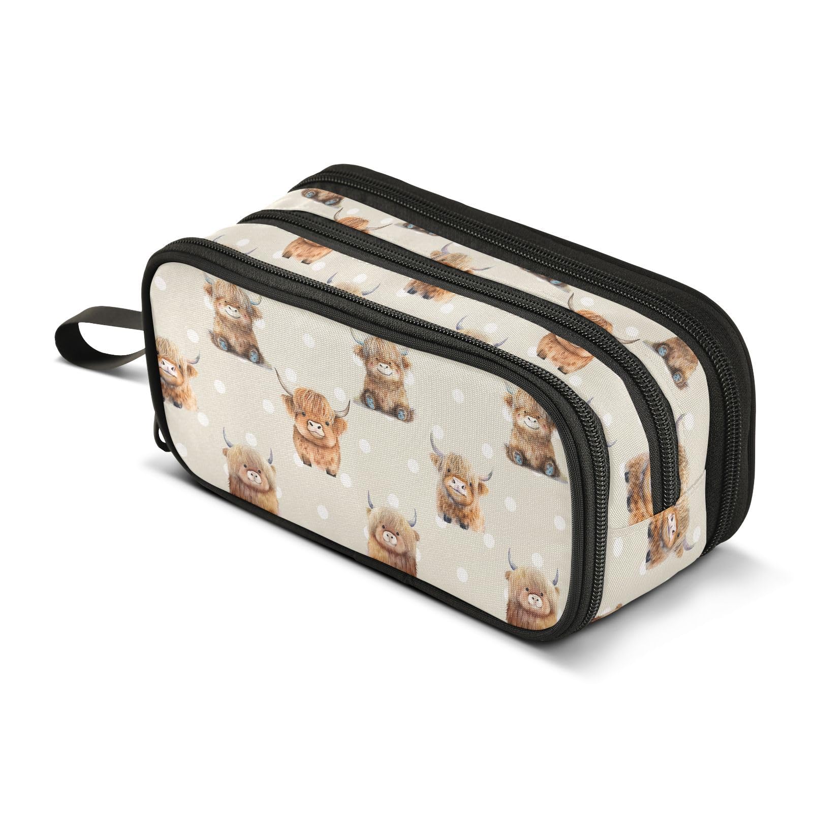 ZAZYXTJ Cute Highland Cow Pencil Case Large Capacity Pencil Pouch