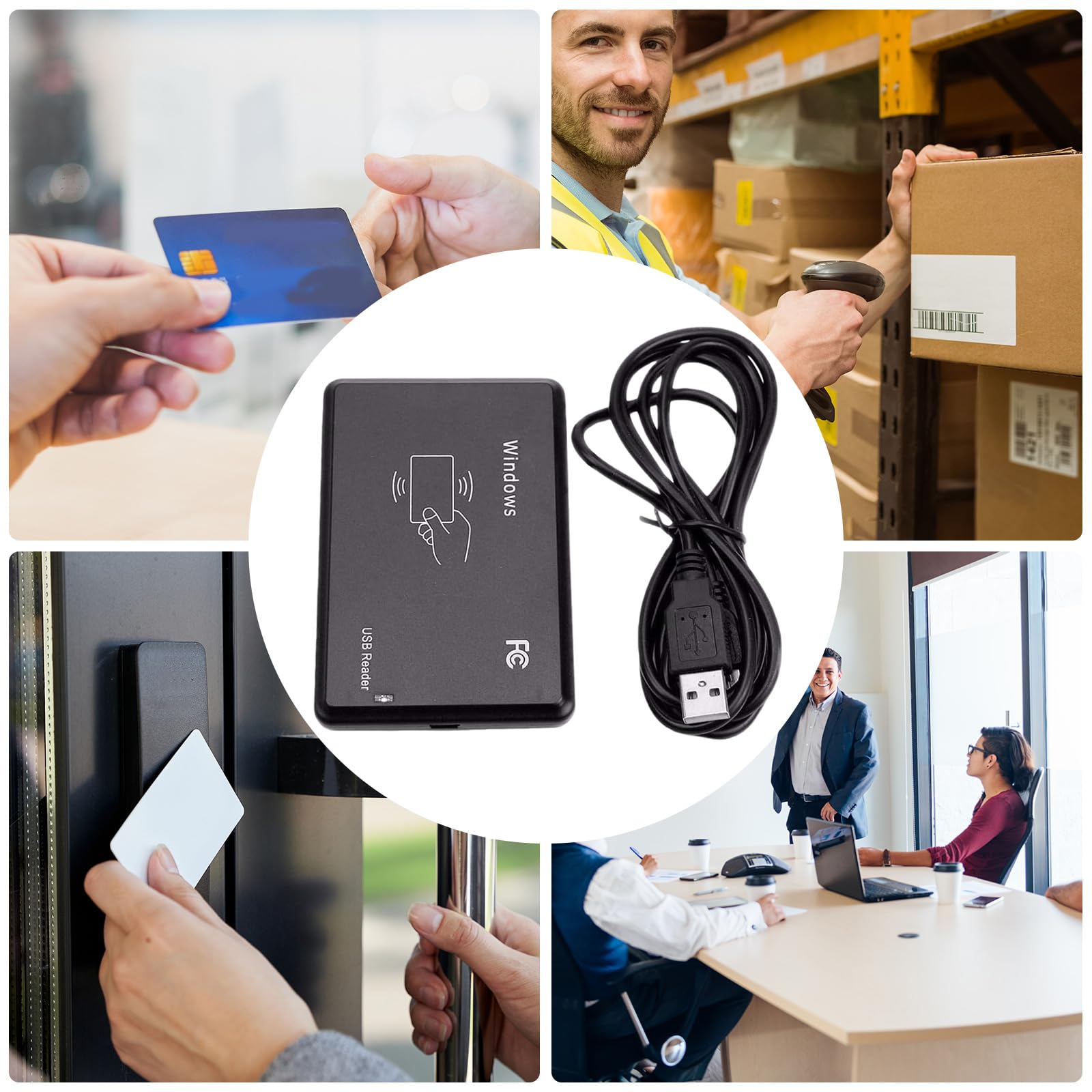Lettore di schede, lettore NFC da 13,56 MHz e scrittore di schede IC per controllo accessi, gestione dei membri e codifica dati, programmatore USB per personale d'ufficio, tecnici e amministratori di