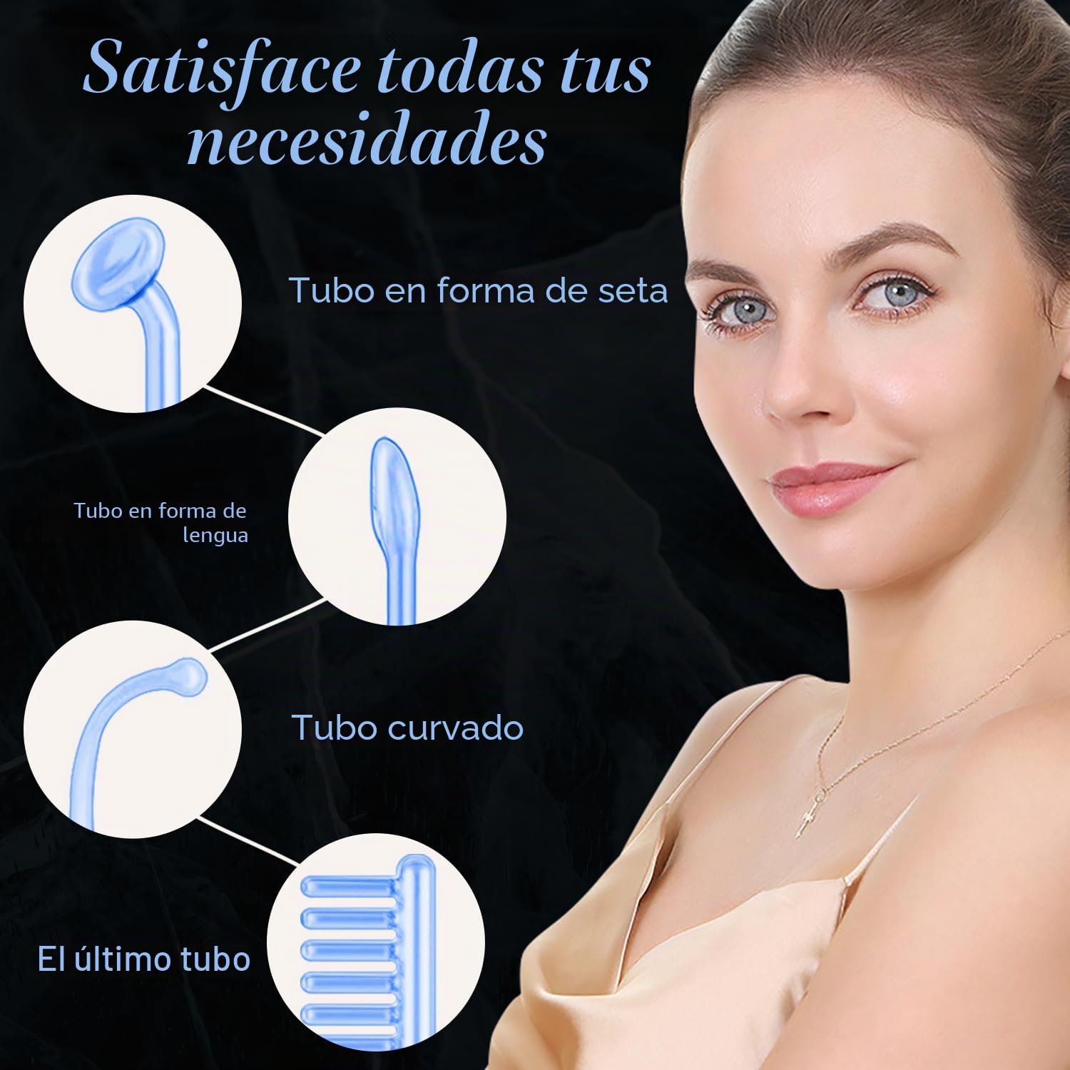 UUPAS 4 en 1 Azul Máquina Facial de Alta Frecuencia Profesional - Dispositivo de Estiramiento de la Piel