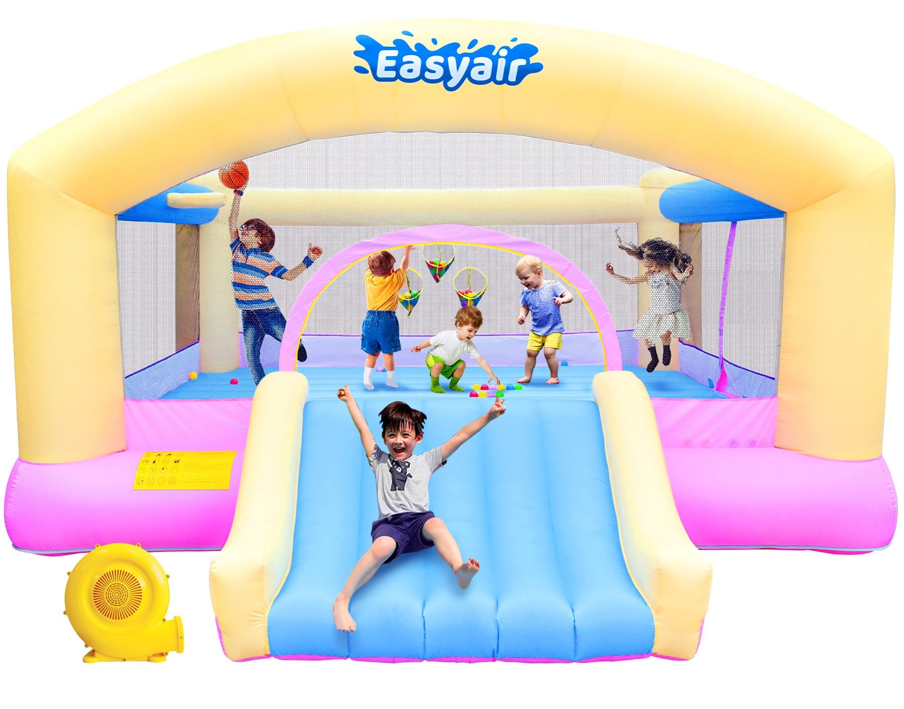 Photo 1 of Easyair Large Bounce House for Big Kids, 14.8 x 14.5 FT Inflatable Bouncer Jumper Slide with 650W Blower, Basketball Hoop, Throw Ball Game, Ball Pits