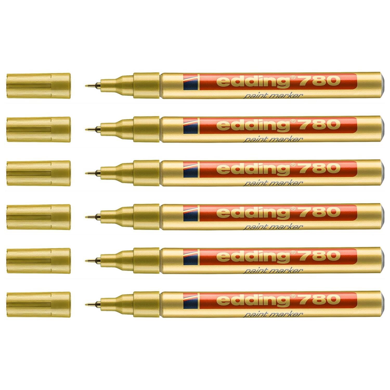 Edding - Rotuladores (6 unidades, 780, punta fina, 0,8 mm), color dorado