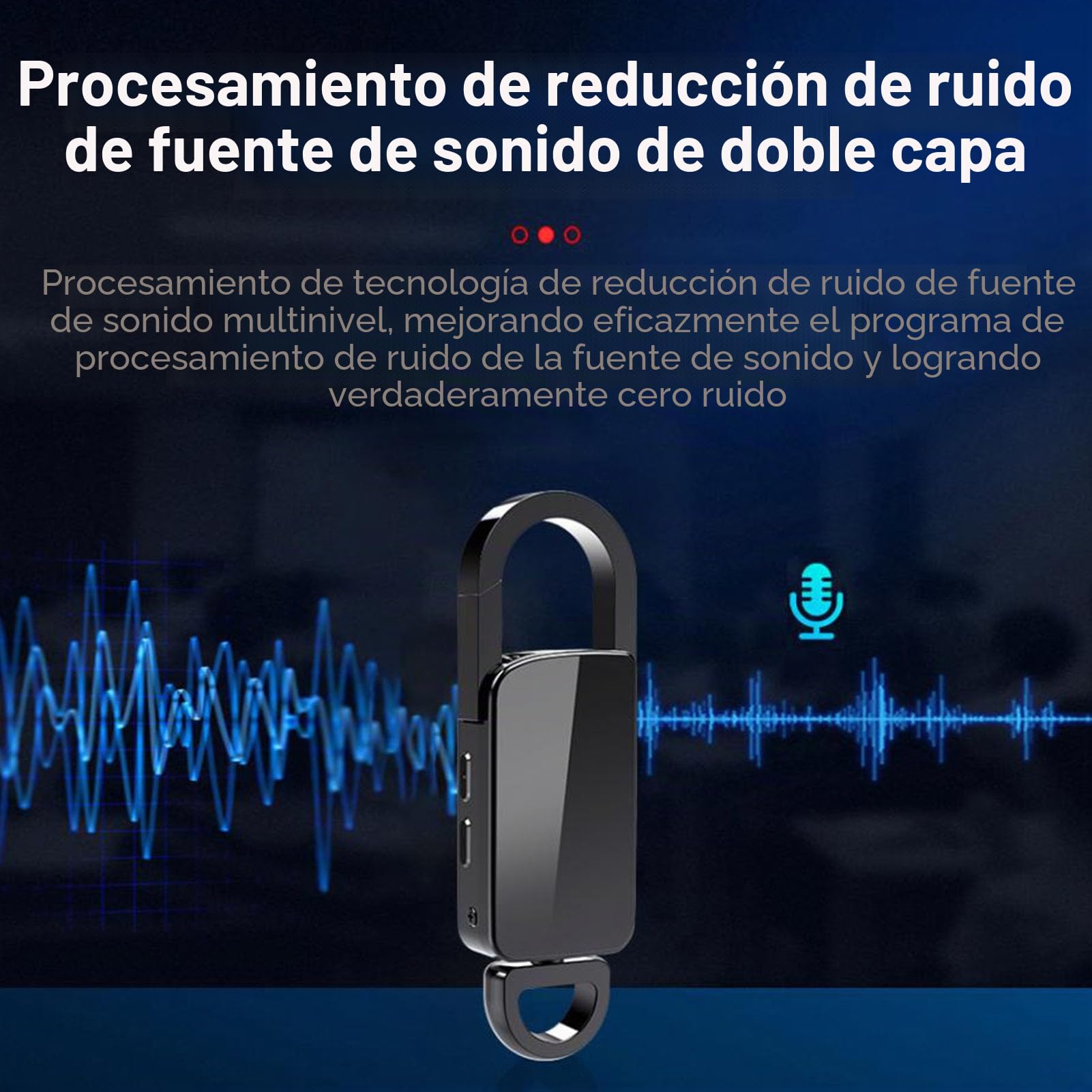 Grabadora Activada por Voz, Dispositivo de Grabación Portátil para Trabajo, Conferencias, Reuniones, Diseño de Llavero Grabadora de Voz Inteligente con Micrófono Inteligente,