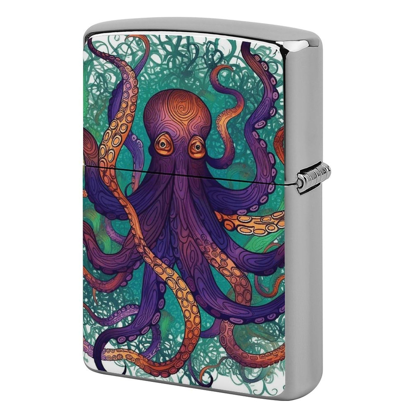 Colorful Octopus Lighter Cover for Men, Personalized Lighter Case for Birthday Gift, Flip-Top Lighters Protective Cover, Portable Lighters Shell for Outdoor, Travel