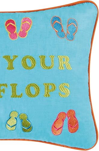 Miniatura 3 de C&F Home Wipe Your Flip Flops - Almohada bordada de algodón costero azul, 12 x 16 pulgadas, color azul