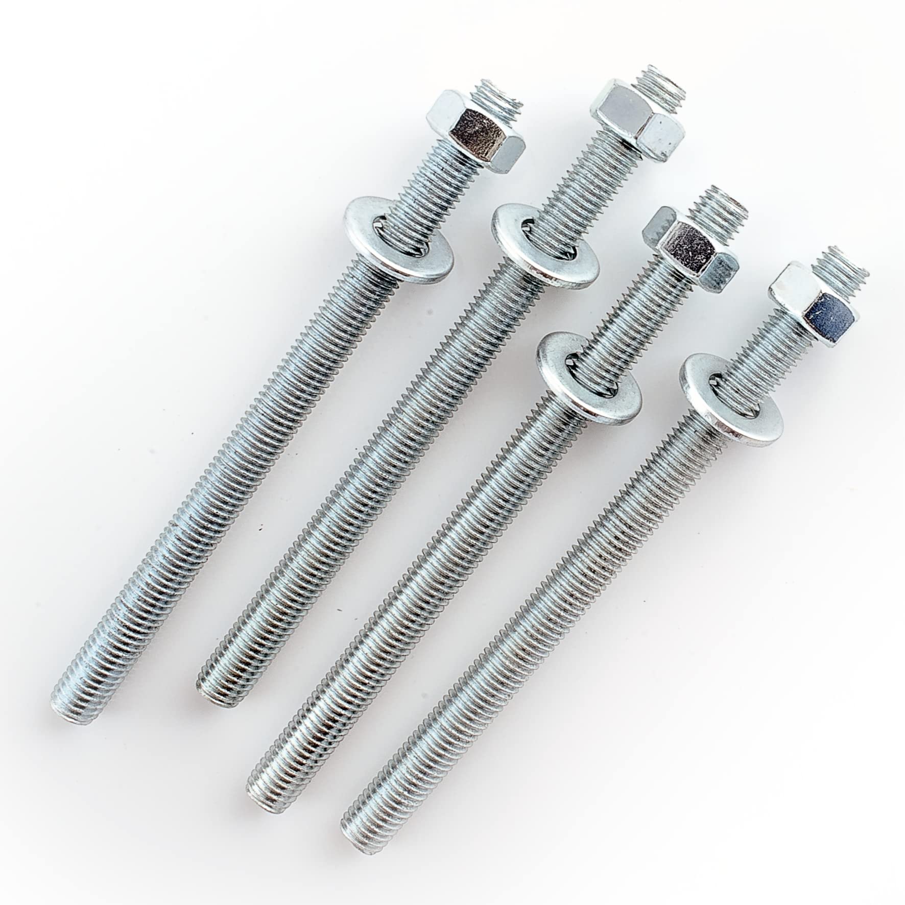 BAUQOO - Barras roscadas M12 certificadas de acero 8.8 galvanizado de alta resistencia 4 piezas longitud 16,5 cm tuercas M12