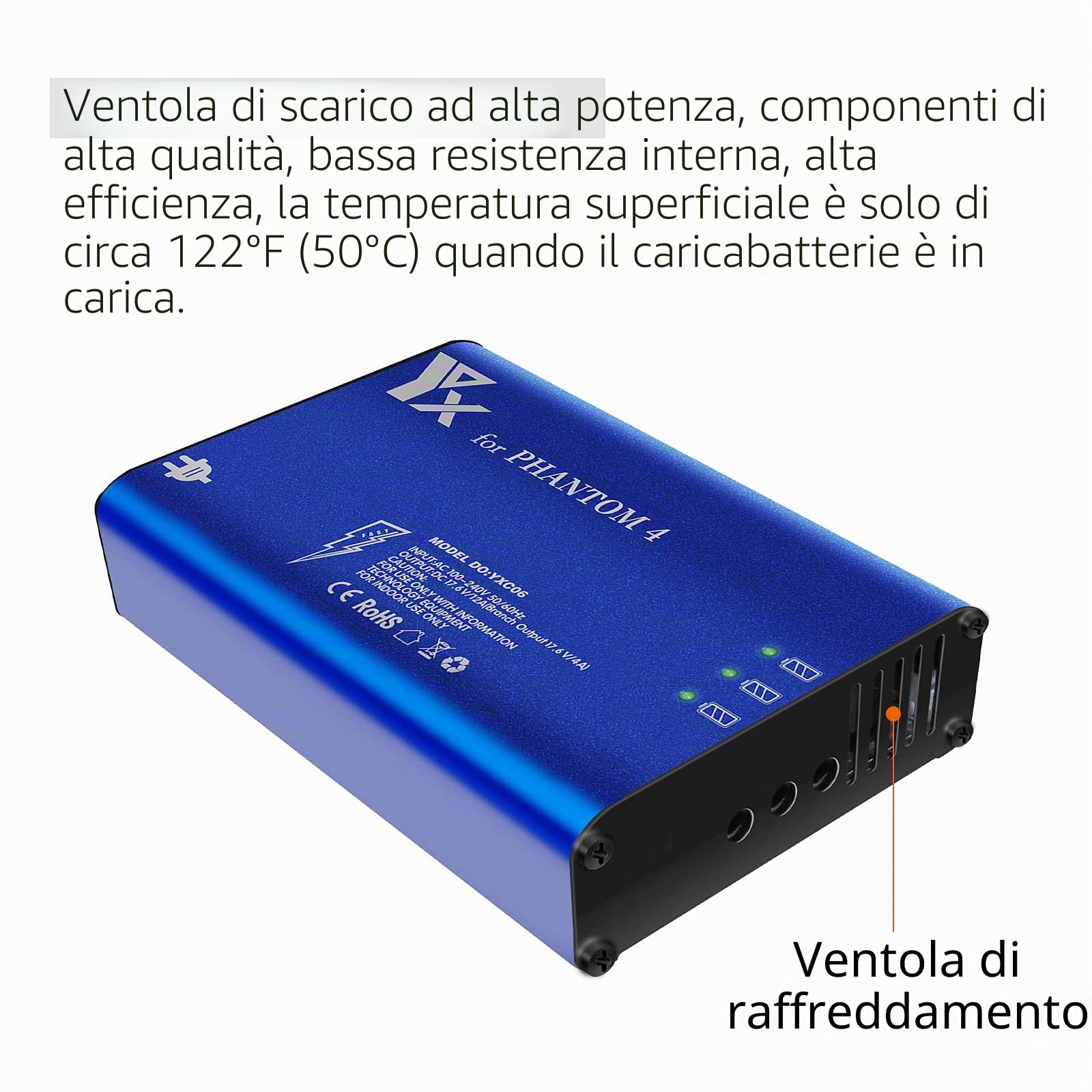Caricabatterie per DJI Phantom 4 Advanced/Pro Drone, Caricatore,Ricarica 3 Batterie, Stazione di Ricarica Carica Batteria Accessori