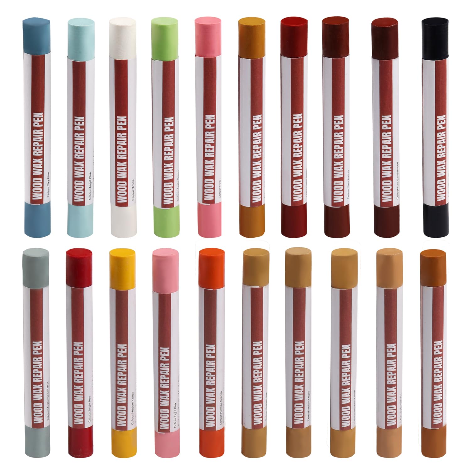 Uxney Wood Filler Sticks，20 Colors Wood Repair Wax Crayons Furniture Markers Touch up for Repairing Scratches, Scuffs, Cracks, Dings and Holes in Wood