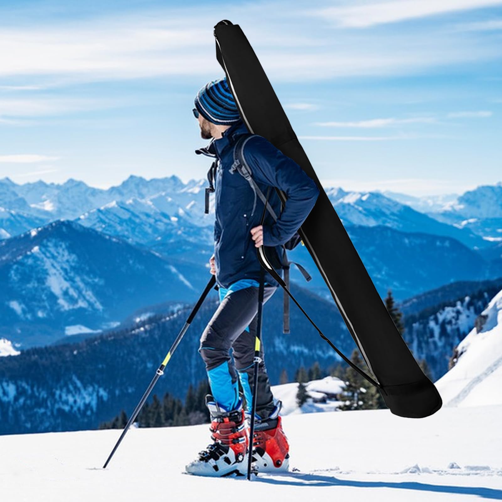 Bolsa de esquí con ruedas, funda de almacenamiento para snowboard, impermeable, tela Oxford 600D, bolsa de viaje con correas ajustables y ruedas para esquí, yoga, equipo deportivo, transporte, 200 x