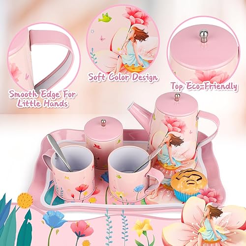 Miniatura 6 de Juego de fiesta de té para niñas pequeñas, juguetes de unicornio para niñas de 3, 4, 5, 6, 7, 8 años, regalo de cumpleaños, juguete de cocina para