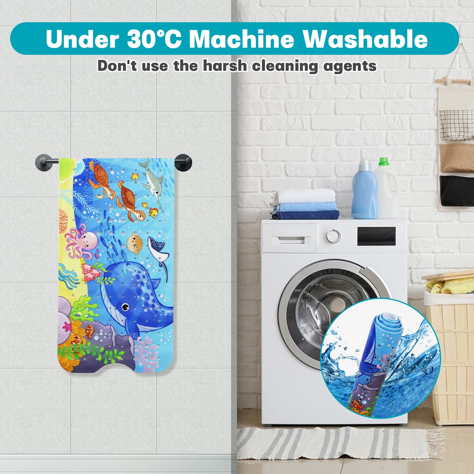 WELTRXE Tapis De Douche Antidérapant 100x40cm, Tapis Antidérapant