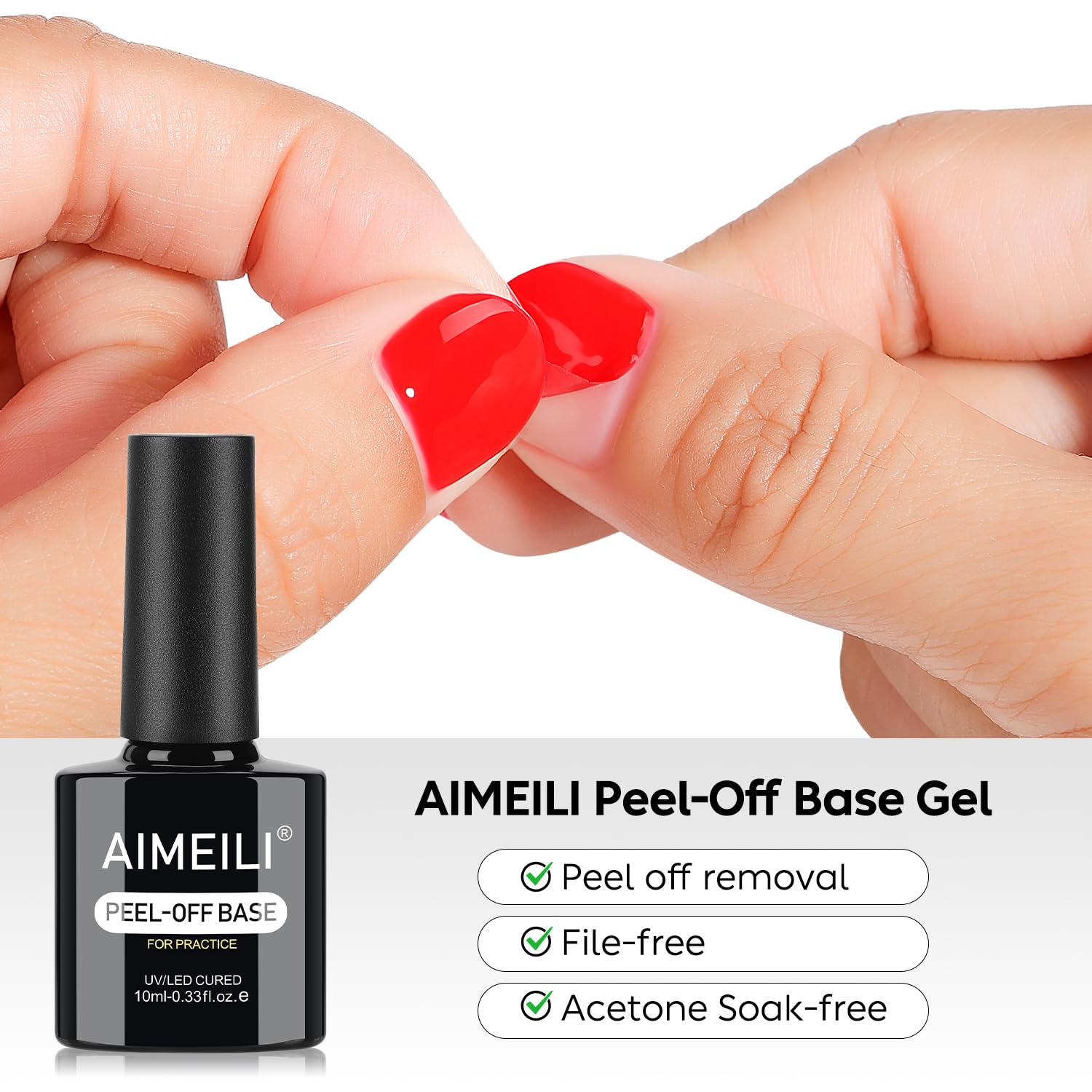 AIMEILI Peel Off Base Coat Gel Remove Półtrwały lakier do paznokci półtrwały lakier do paznokci Soak Off UV LED przezroczysty żel UV 10 ml