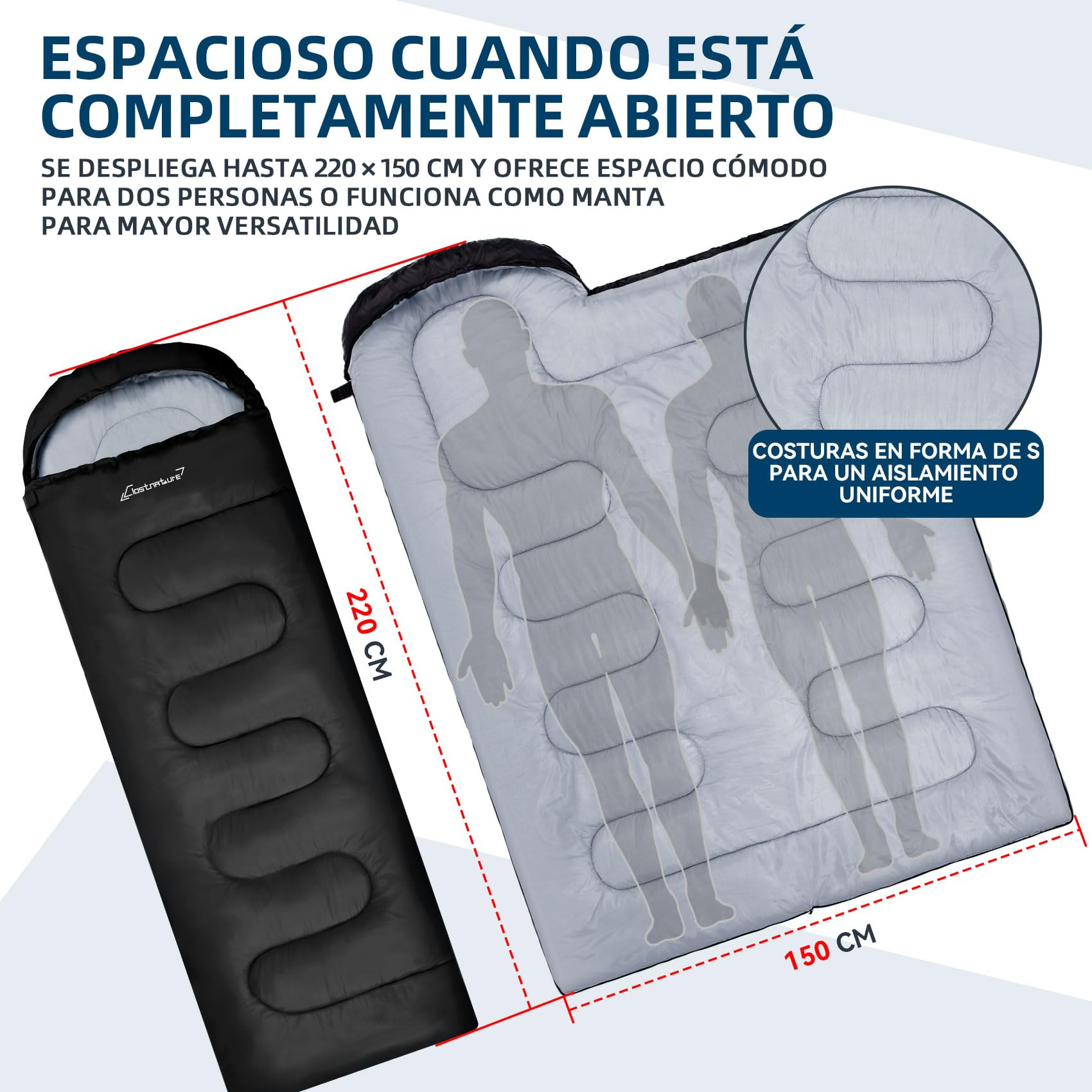 Clostnature Saco de Dormir Adulto Ligero y Compacto - Saco Dormir Ultraligero 3 Estaciones para Camping, Portátil, Senderismo y Mochilero, Excursiones - Cálido y Espacioso para Hombre, Mujer, Deportes