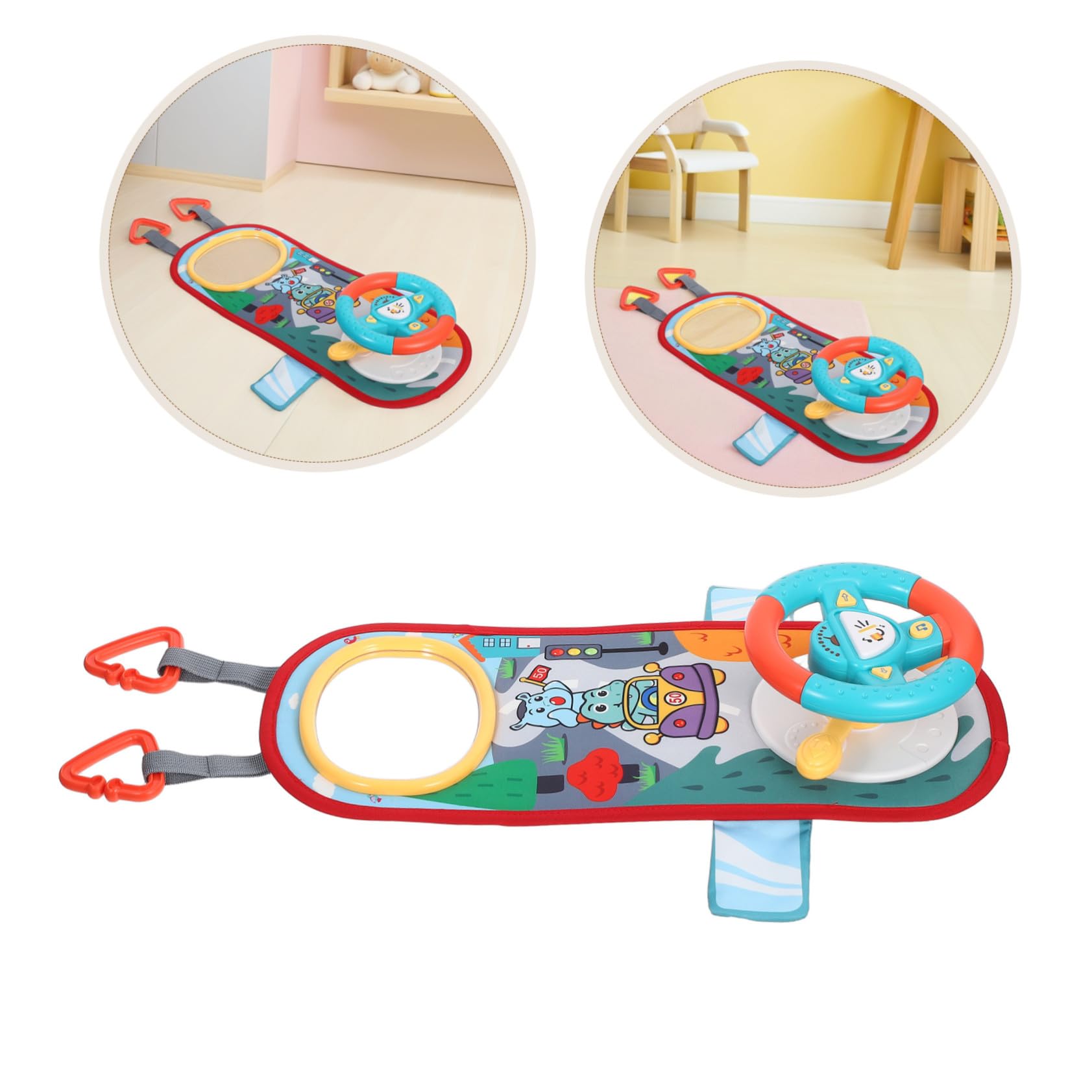 Uonlytech Volante Giocattolo per Simulazione di Guida Educativa Adattabile Sedili Posteriori Auto Stimola Apprendimento e Sviluppo Cognitivo Gioco Interattivo per Indoor e Outdoor