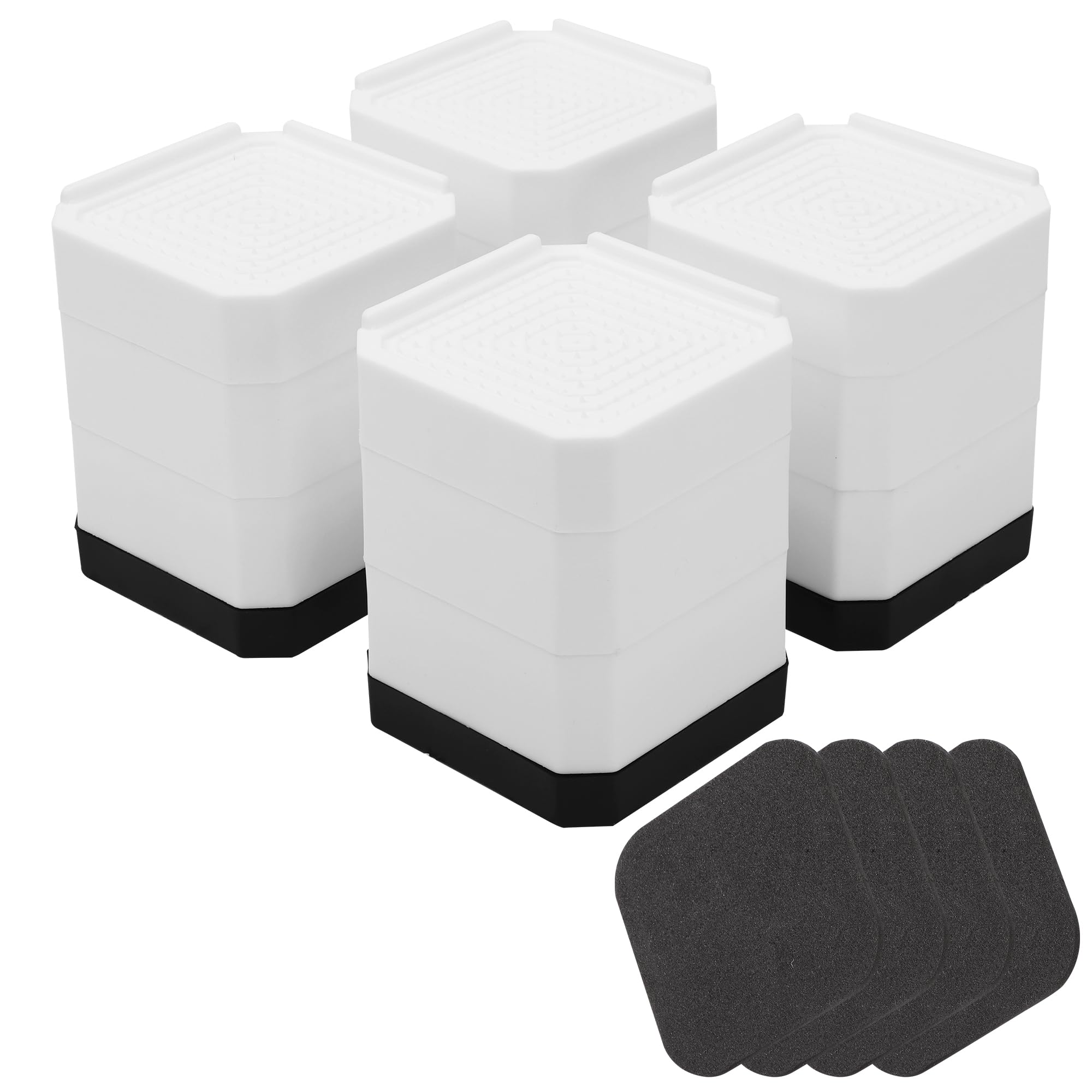 【高耐荷、安定安心】チチロバ(TITIROBA) 洗濯機 かさ上げ台 高さ調節 乾燥機 かさ上げ 冷蔵庫 台 工具不要 家具に傷防止 滑り止め 耐荷重約2000kg 異音吸収 振動吸収 自由につなぎ合わせる 1セット4個入り 据付脚 ホワイト 三階