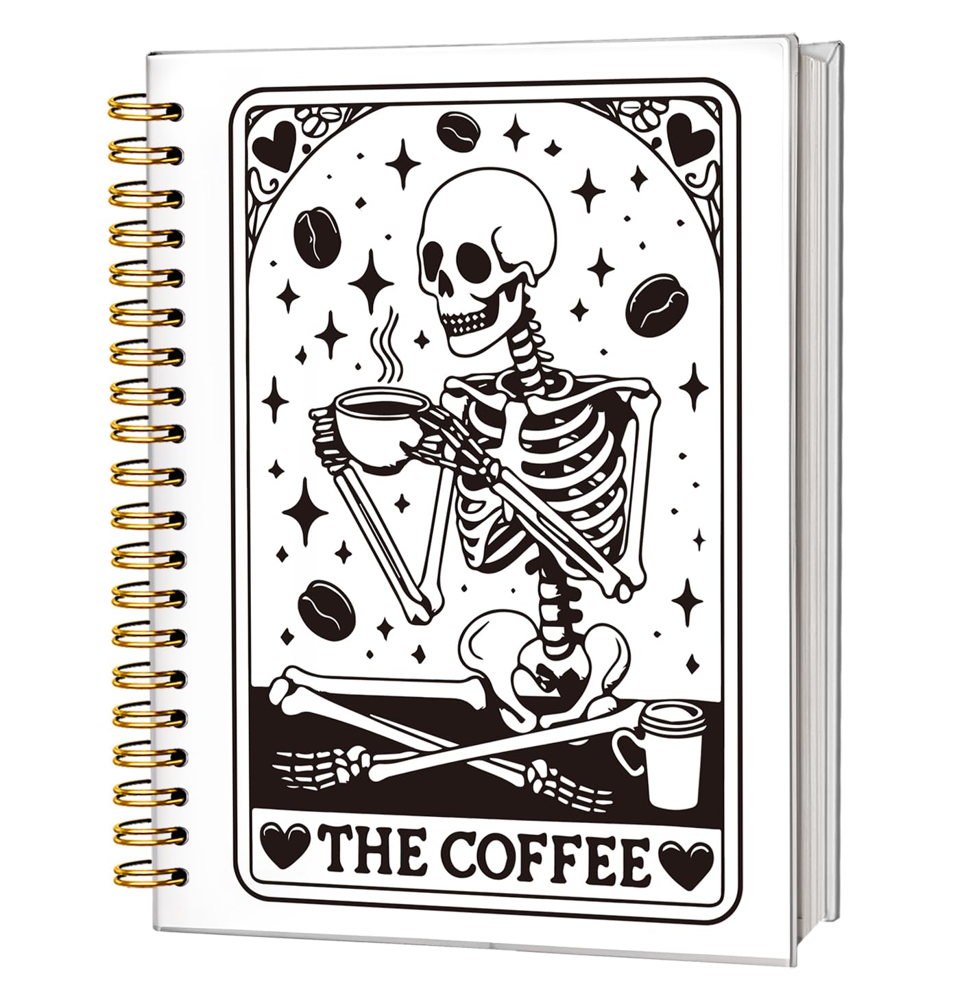FLVGE Funny Coffee Tarot Cards Notebook Journal, Coffee Lover Gifts, Gothic Notebook Spiral Bound Writing Journals for Schools Classrooms, Gothic