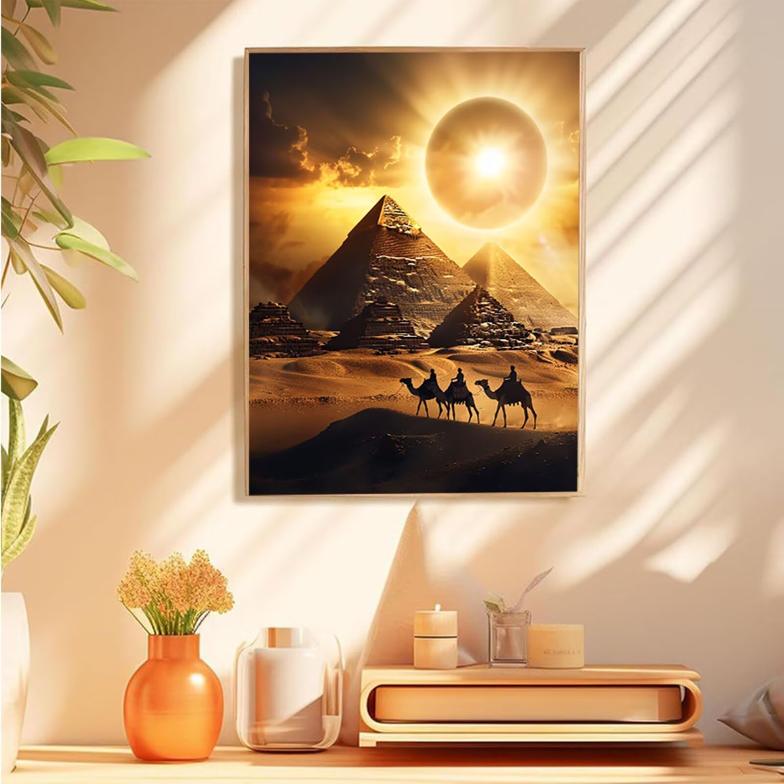 égypte Peinture Diamant Painting Kit, 5D Diamond Painting Adulte, Diamond Painting Désert DIY Square Drill Point de Croix Painting pour Débutants, Loisirs CréAtifs Adultes, Murale Décor 60x80cm 2-U
