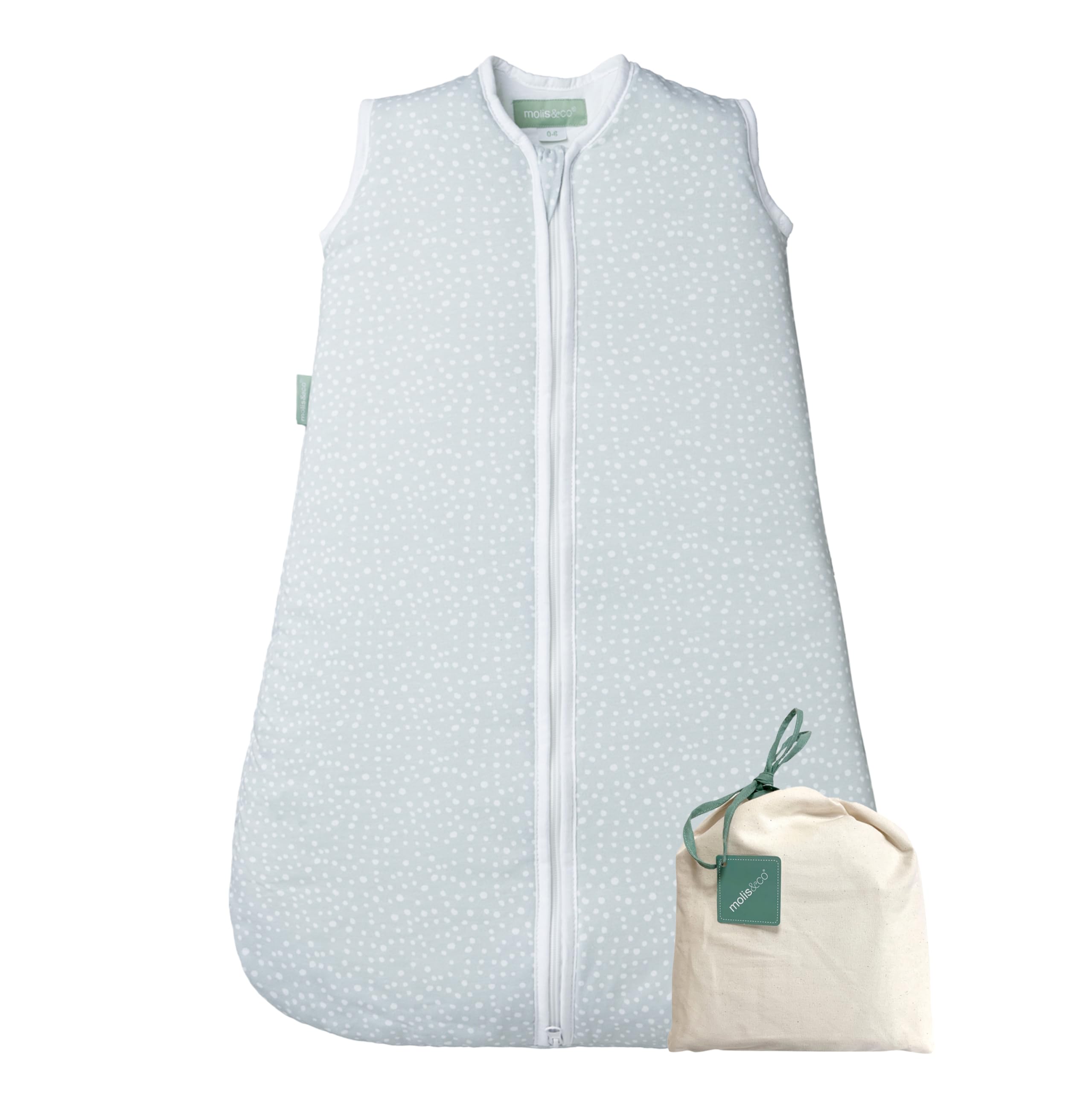molis&co - Baby Schlafsack 2.5 TOG - Ganzjahres Schlafsack - Babyschlafsack Neugeborene - 100% Baumwolle (Oeko-TEX 100), ärmellos Winterschlafsack wattiert (Grey Print, 70 cm (0-6 Monate))