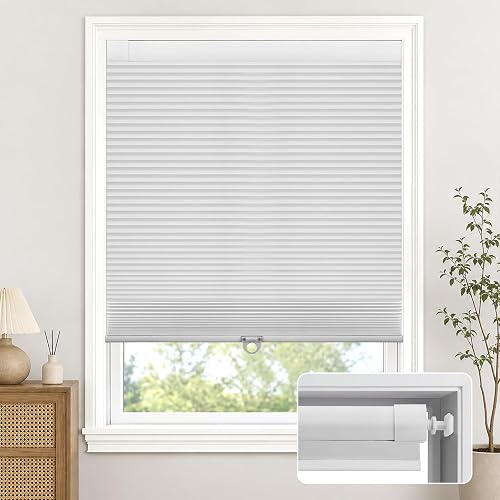 No Tools No Drill Cordless Blackout Cellular Shades White, 22"