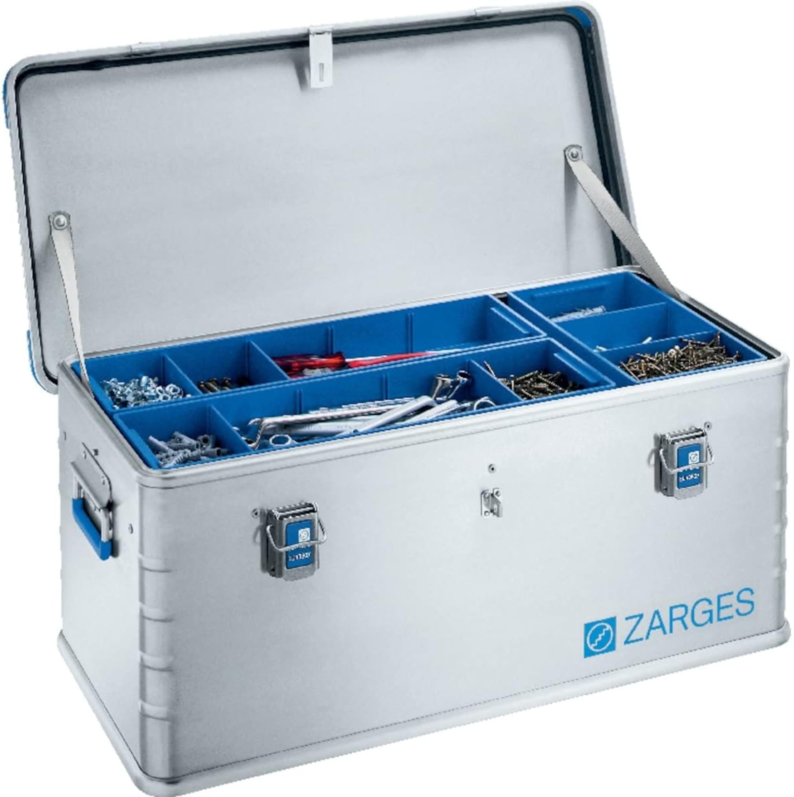 ZARGES - Caisse Aluminium Eurobox - Boîte Stockage & Transport Universelle - 800x400x340 mm - Caisse À Outils En Aluminium Naturel - Poignées De Transport - Étanche & Durable