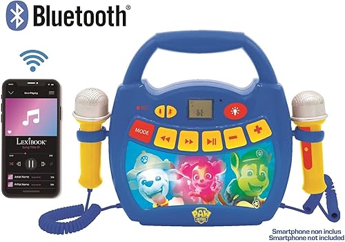Miniatura 6 de Lexibook Paw Patrol - Reproductor digital de karaoke portátil para niños - Micrófonos, efectos de luz, Bluetooth, funciones de grabación y cambio de
