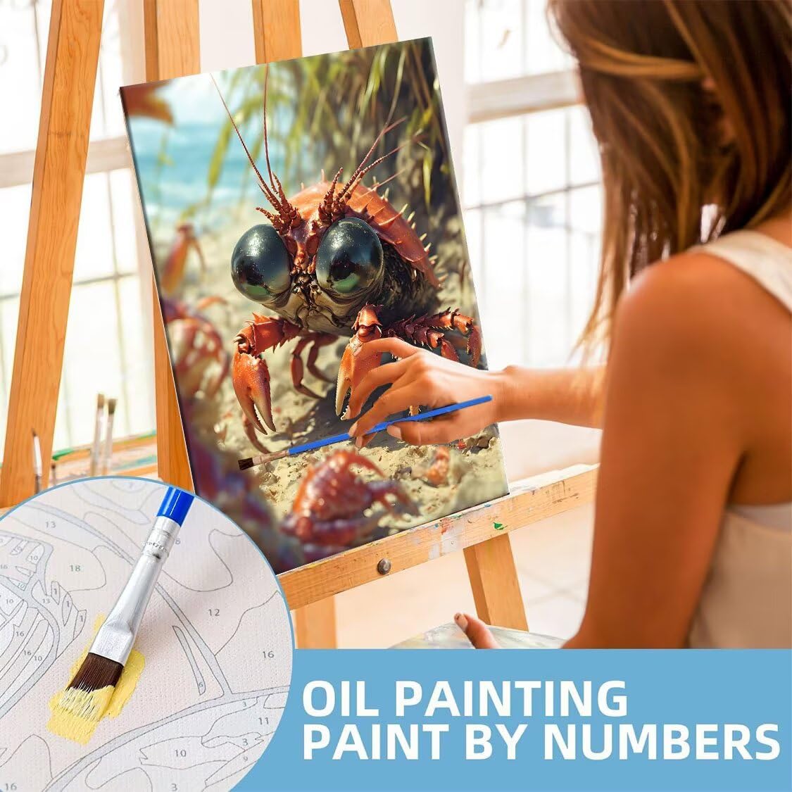 Peinture par numéro Kit, Peinture à l'huile Bricolage avec Brosses et Peintures pour Adultes Enfants Débutant, DIY Le crabe Painting by Numbers Numbers Cadeaux de noël - Sans Cadre - 80x110 cm B-401