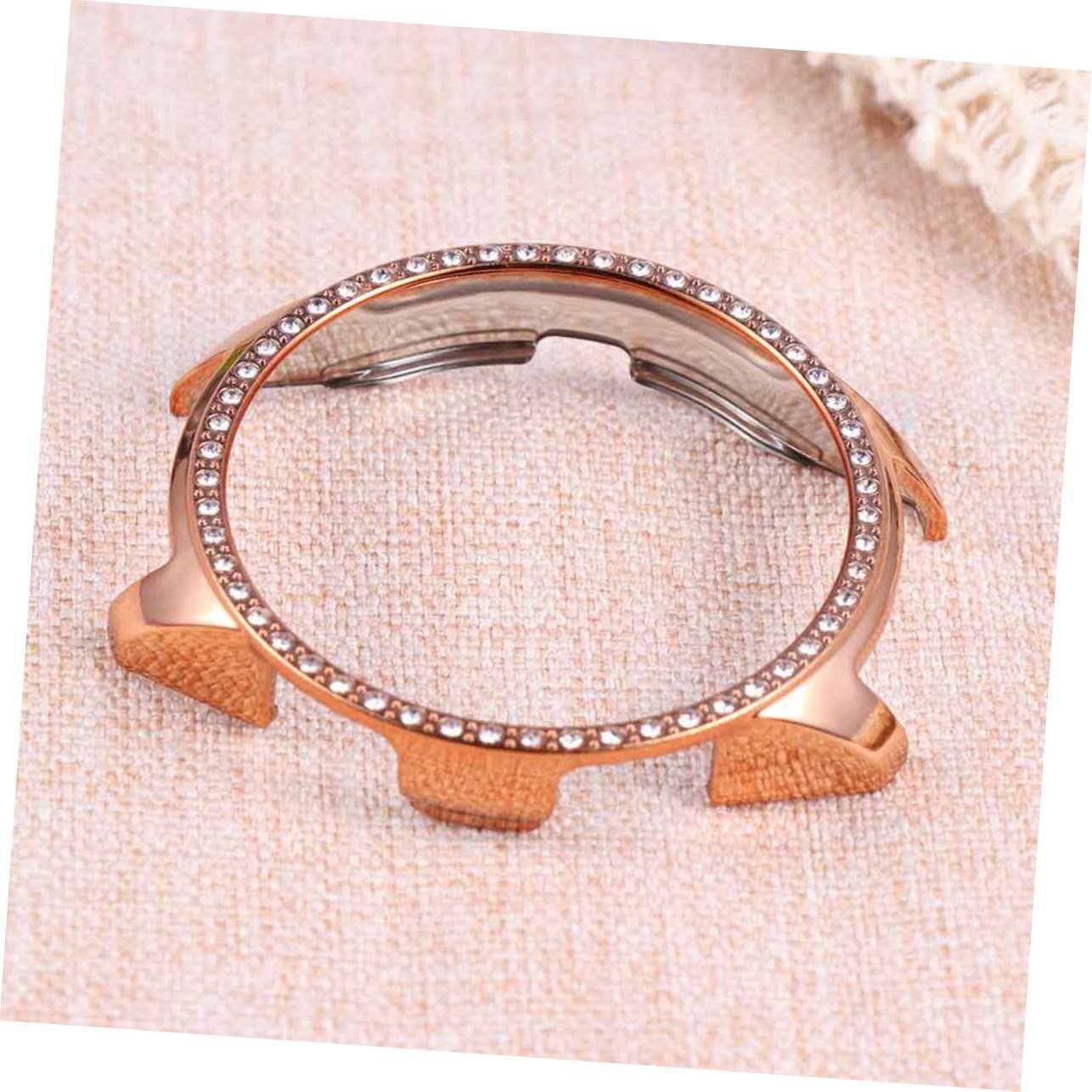 Veemoon Rhinestone Hollow out Watch Case Drop Resistance Cover for Watch Active Chic Rose Gold Design Easy Installation Precise Cutouts for Buttons Knob