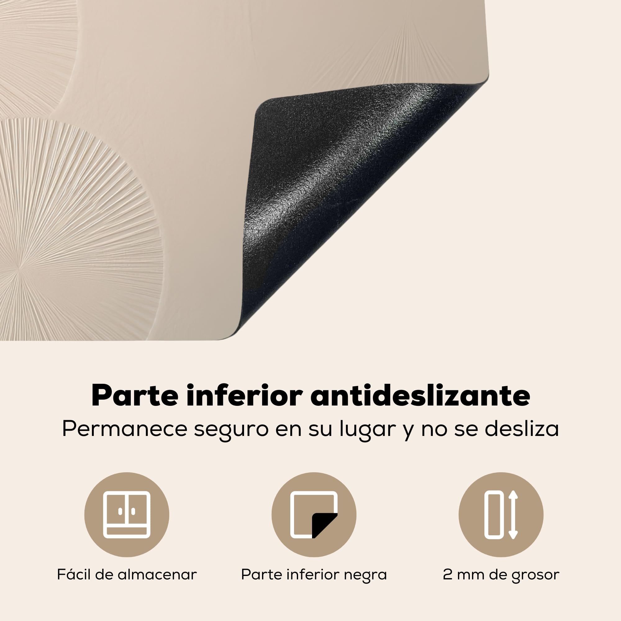 KitchenYeah© Protector Vitroceramica 60x52 cm Tapa para induccion Placa Encimera Cubre de Protectora Cocina Japandi - Beige - Moderno