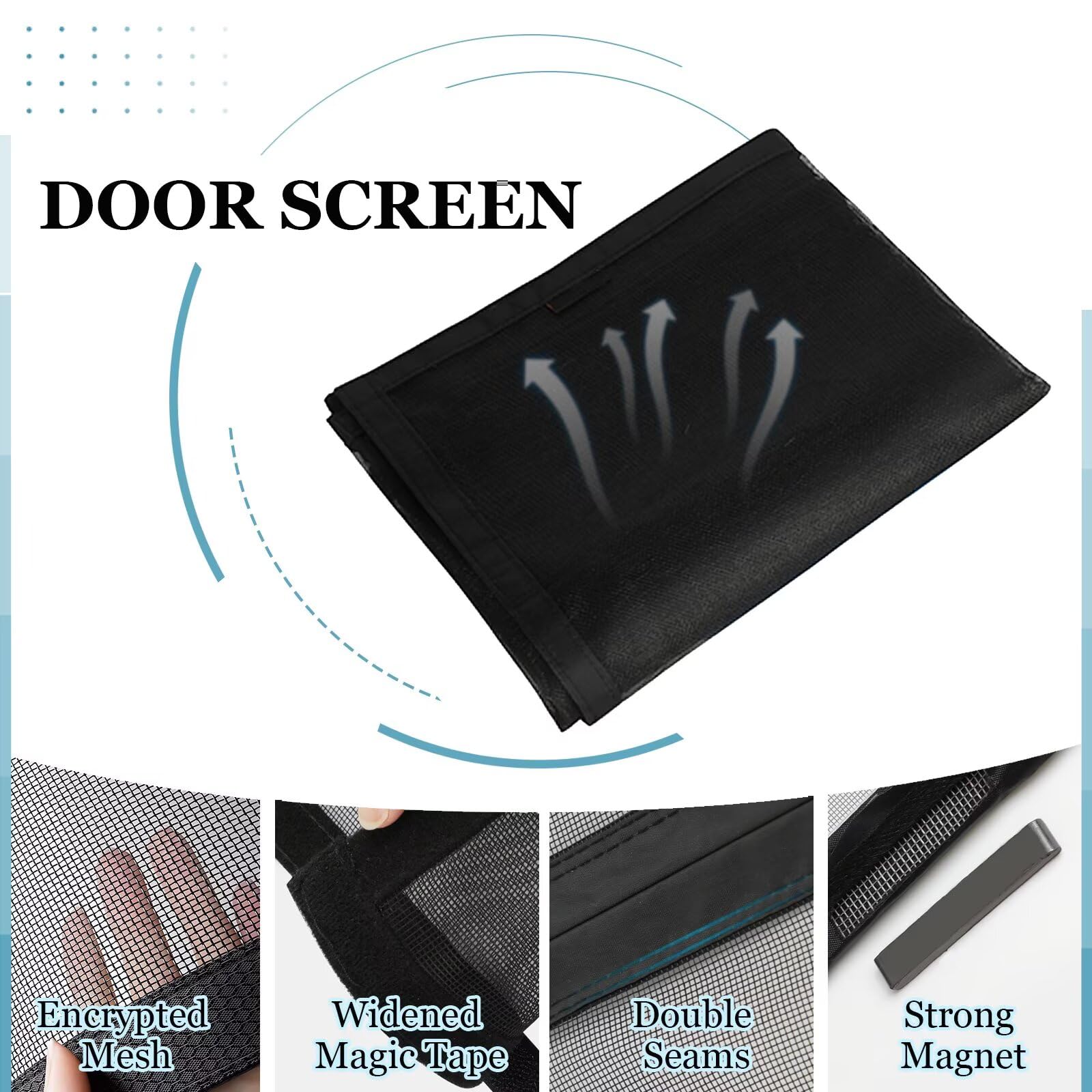 Fliegengitter Tür Magnet 175x270cm Schwarz DIY Insektenschutz Magnetfenster, Insektenschutzgitter ohne Bohren für Küche/Wohnzimmer/Schlafzimmer