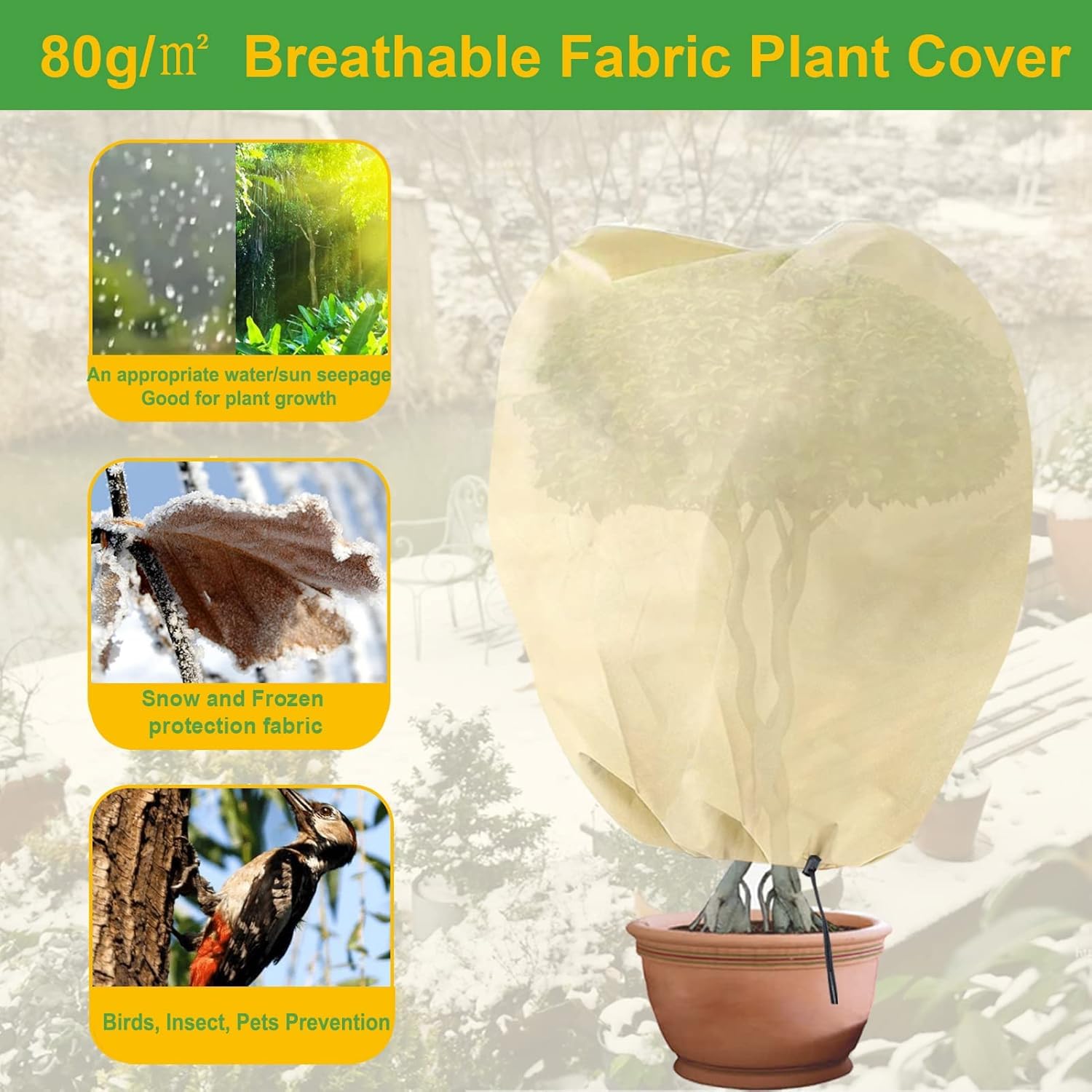 Housse D'hivernage - Non Spécifié - 100 X 80 Cm - 80 G-m² - Protection Contre Le Gel - Blanc