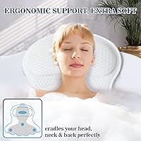 Vista 2 de Bath Pillow Bathtub Pillow, Luxury Bath Pillows for Tub Neck and Back Support, Bath Tub Pillow Headrest with Soft 4D Mesh Fabric and Non-Slip