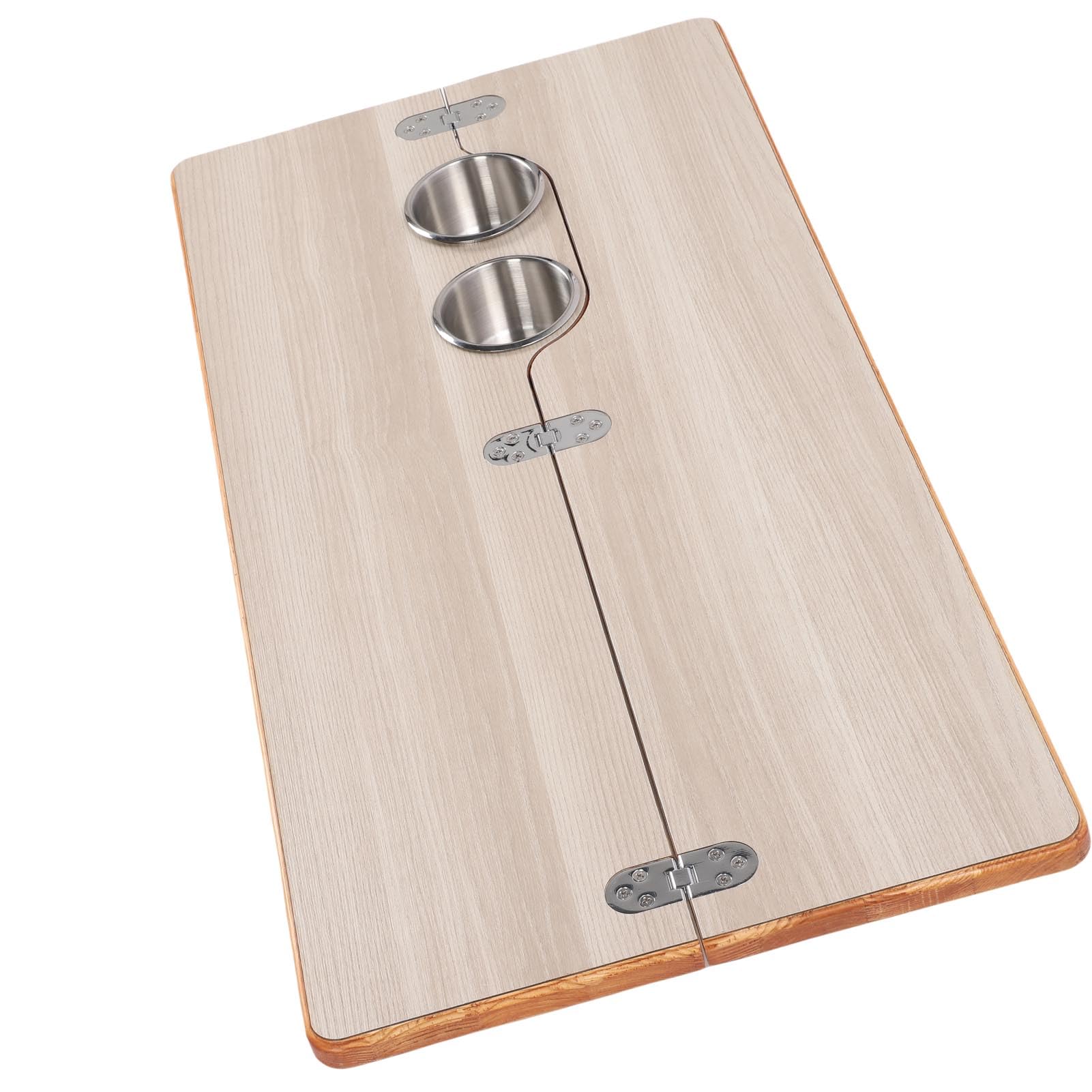Tbest Klappbare Wohnmobil-Tischplatte, 80 X 39 cm, Massivholz, mit 2 Getränkehaltern für Arbeiten Am Yachtdeck (Holzfarbe)