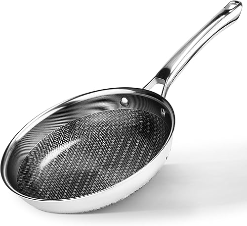 ROVSUN Sartén antiadherente de 10 pulgadas, sartén antiadherente de acero inoxidable de tres capas, juego de cocina no tóxica para caravana, sartén