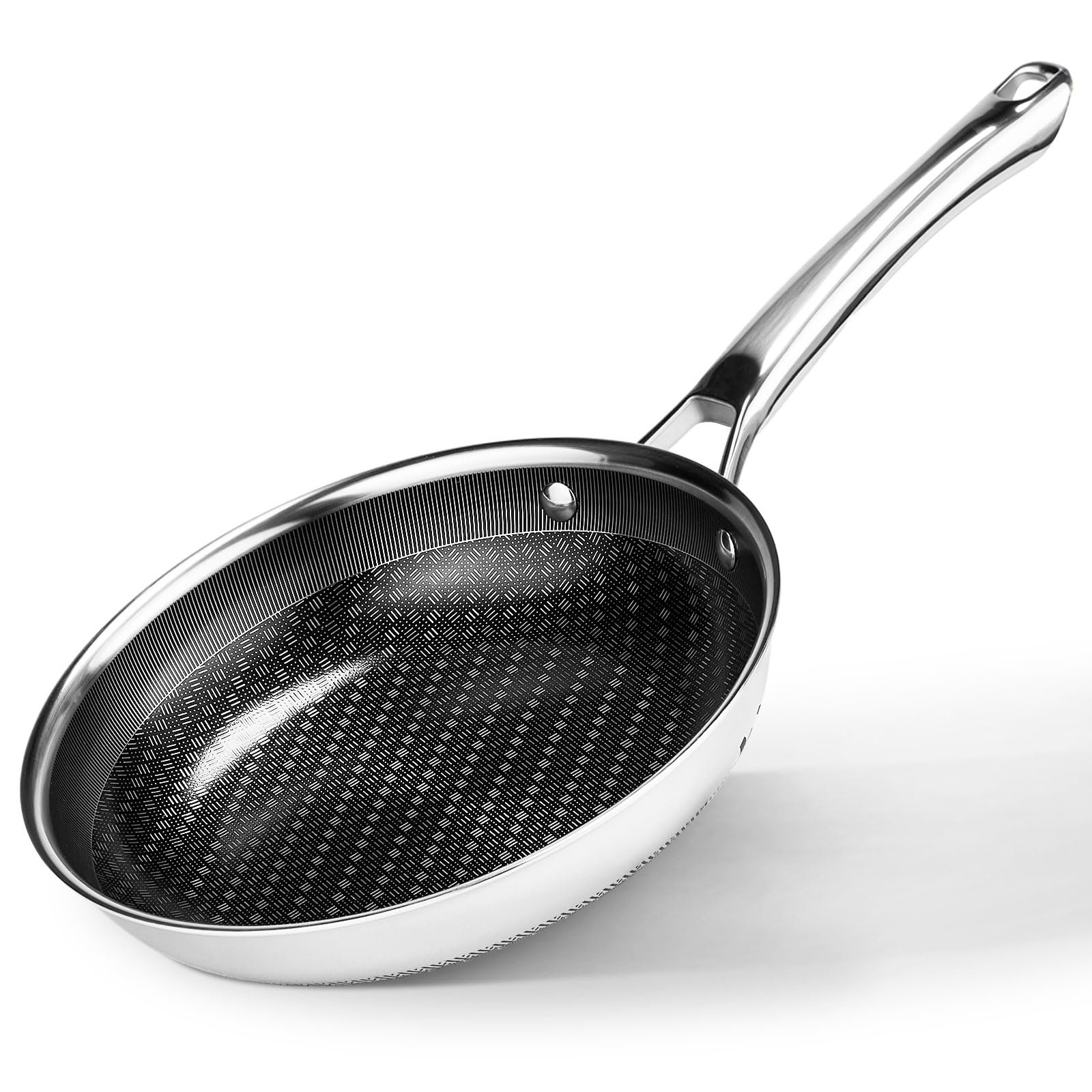ROVSUN 10 Non-stick Frying Pan Tri-ply Stainless Steel Nonstick Skillet Non-Toxic RV Kitchen Set Chefs Pan PFOA PTFE