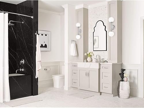 Miniatura 3 de Moen TS44102BL Colinet - Grifo de baño tradicional de arco alto de dos manijas con manijas de palanca, requiere válvula, negro mate